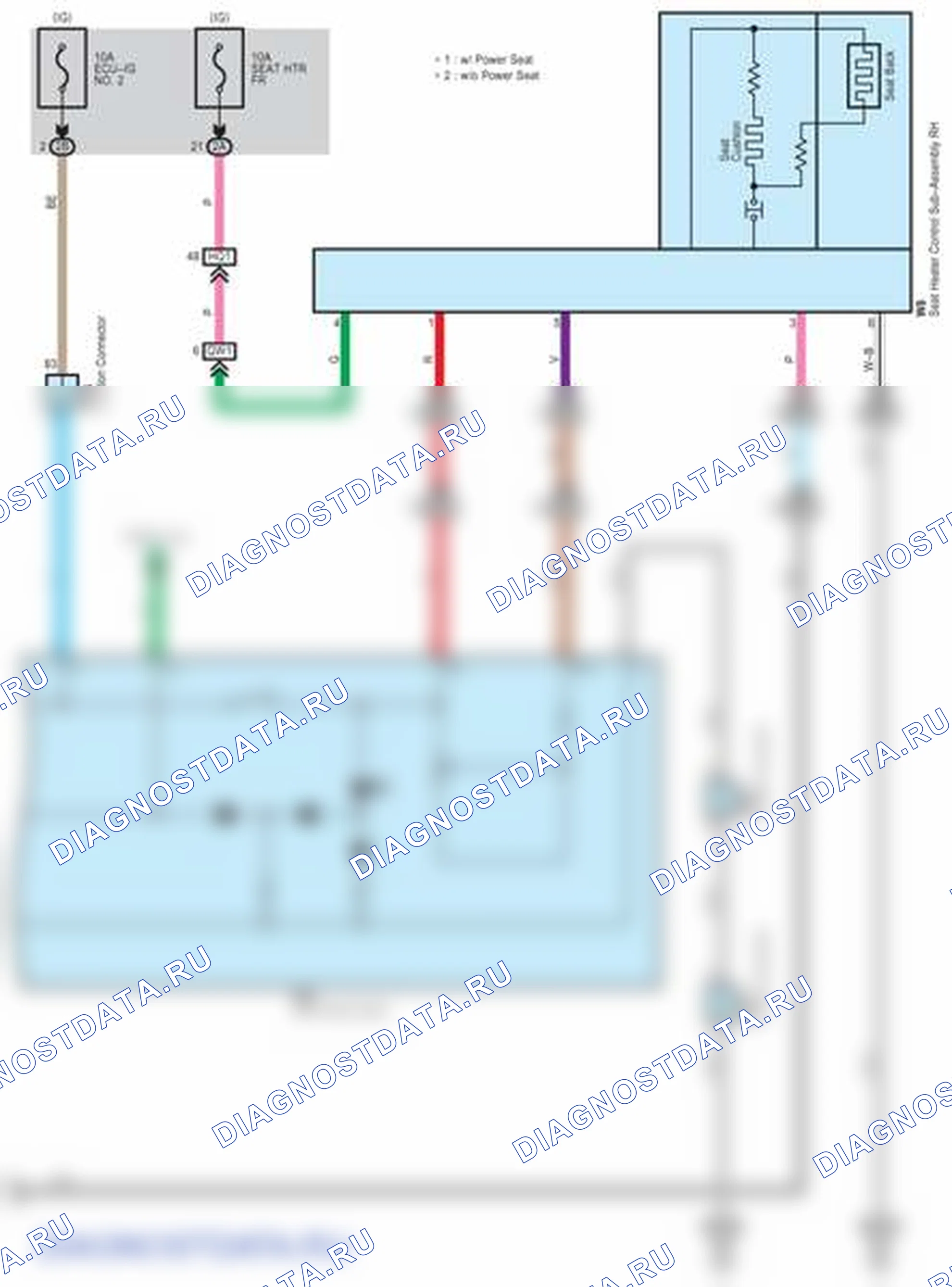 Рис. 236: Нагреватель сиденья - электросхема (2 из 2). Lexus LFA I