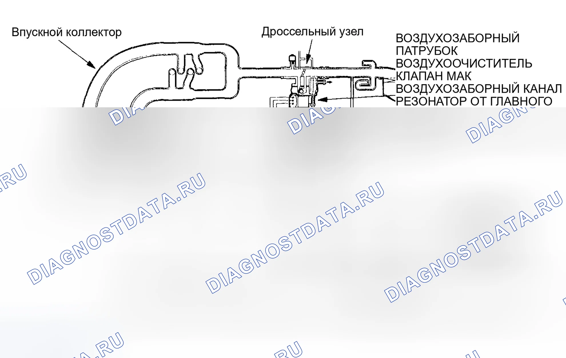 Рис. 49: Схема системы забора воздуха. Honda Pilot I