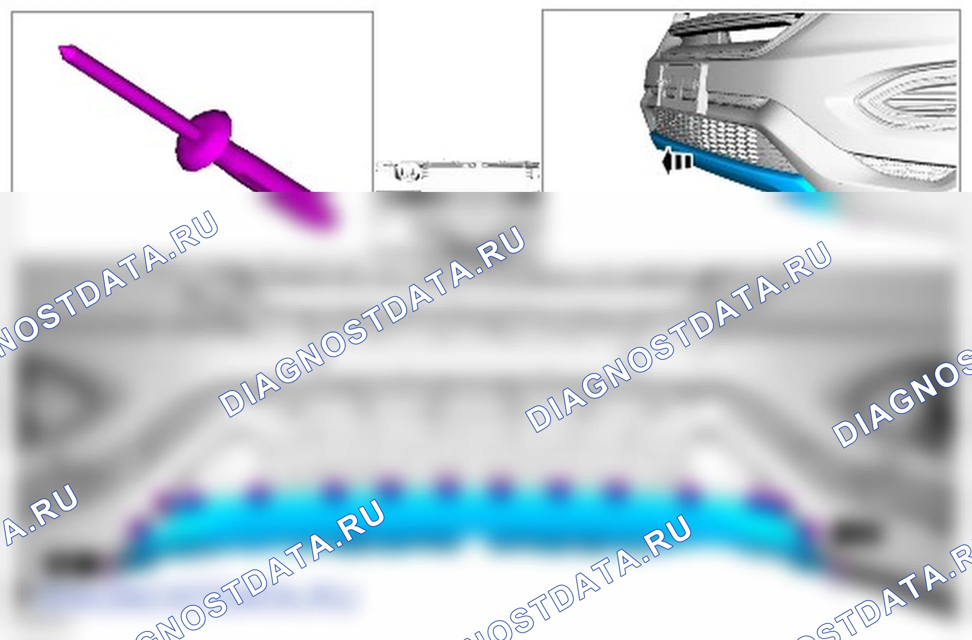Разборка и сборка кожуха переднего бампера. Ford Edge II