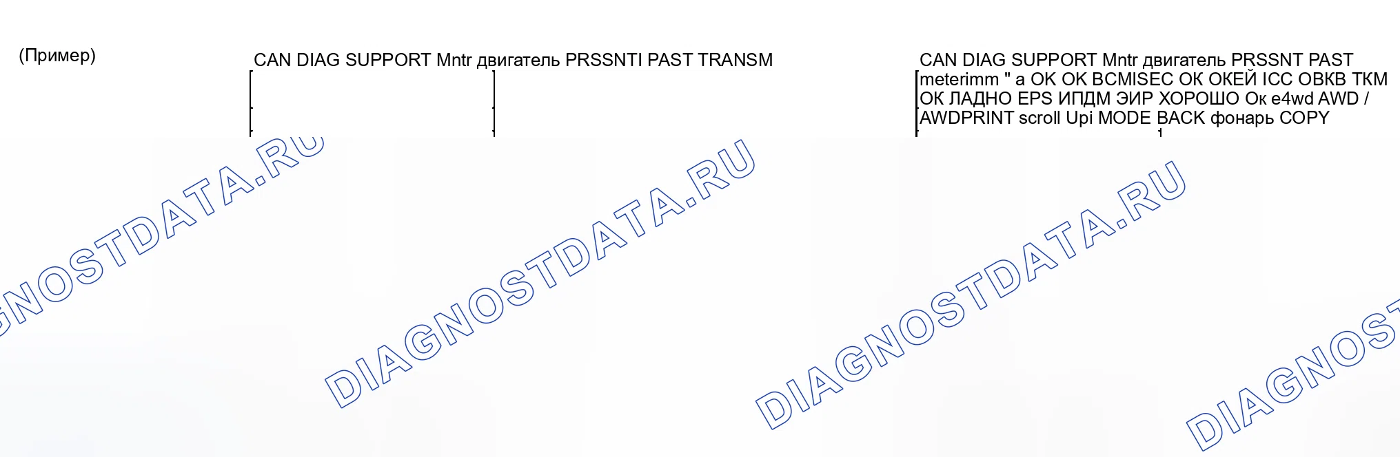 Рис. 18: ОПИСАНИЕ ЭКРАНА " CAN DIAG SUPPORT Mntr " ДЛЯ блок управления двигателем. Honda NSX I