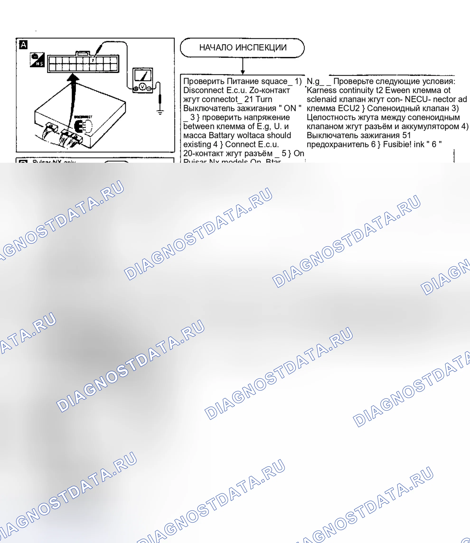 Рис. 58: Тест W электромагнитного клапана постоянного тока продувки Pulsar Nx Xe рециркуляция отработавших газов Cont и Can. Nissan Pulsar N13