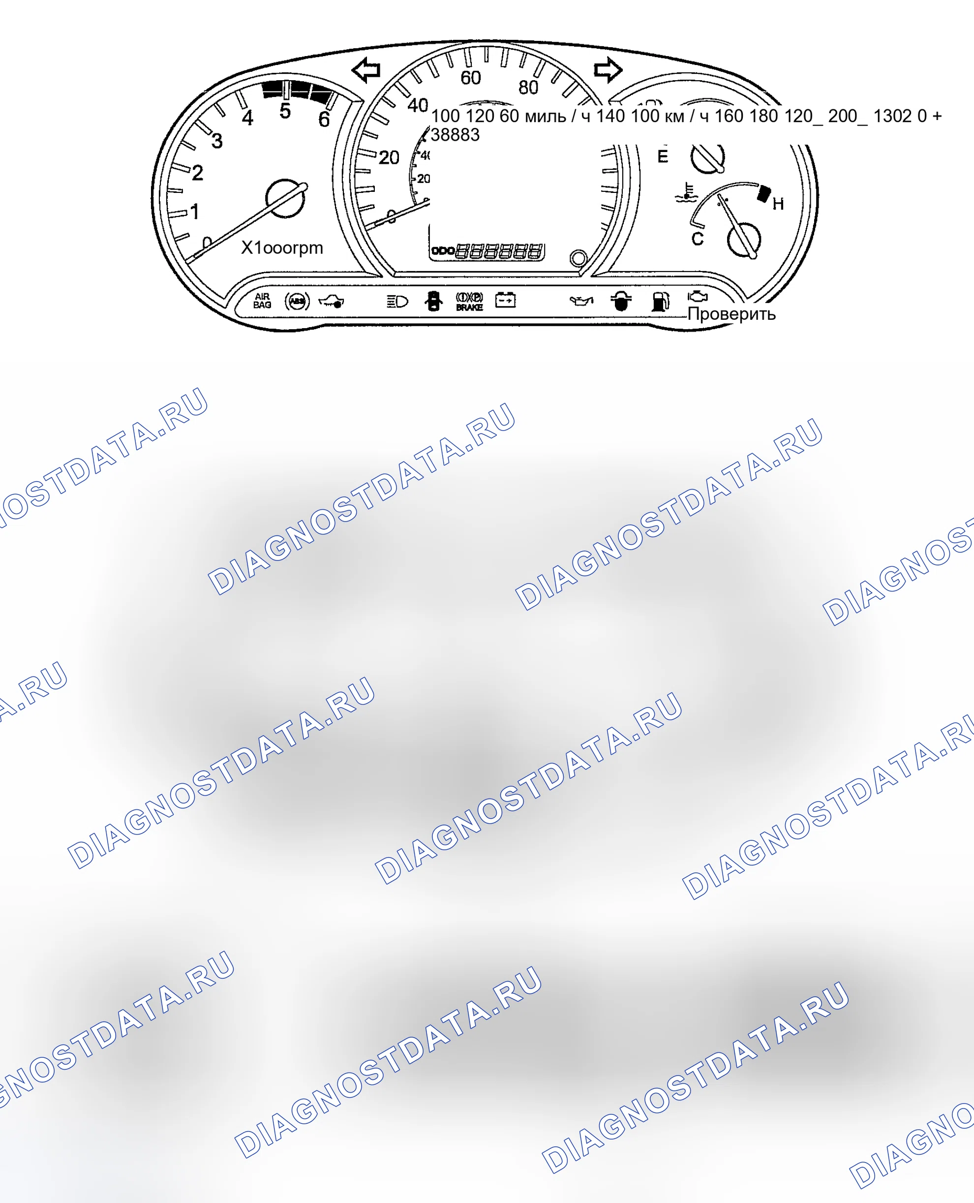 Рис. 5: КОМПОНЕНТЫ ПРИБОРНОЙ ПАНЕЛИ. Hyundai Accent II рестайлинг