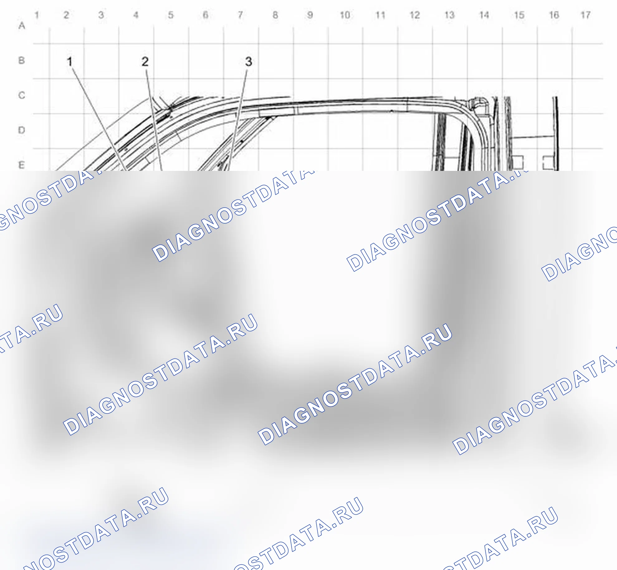 Рис. 3: Прокладка страховочных ремней - правый передний пассажирский салон. Chevrolet Express G1500 