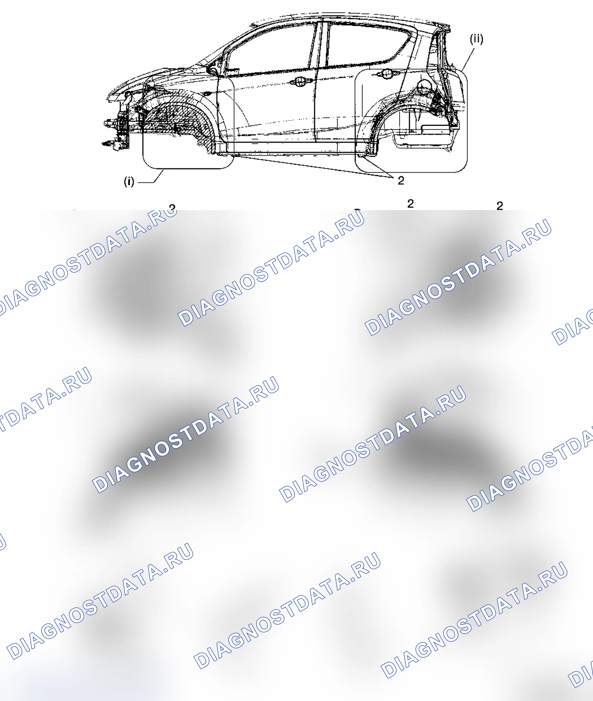 Места нанесения грунтовки. Opel Agila B