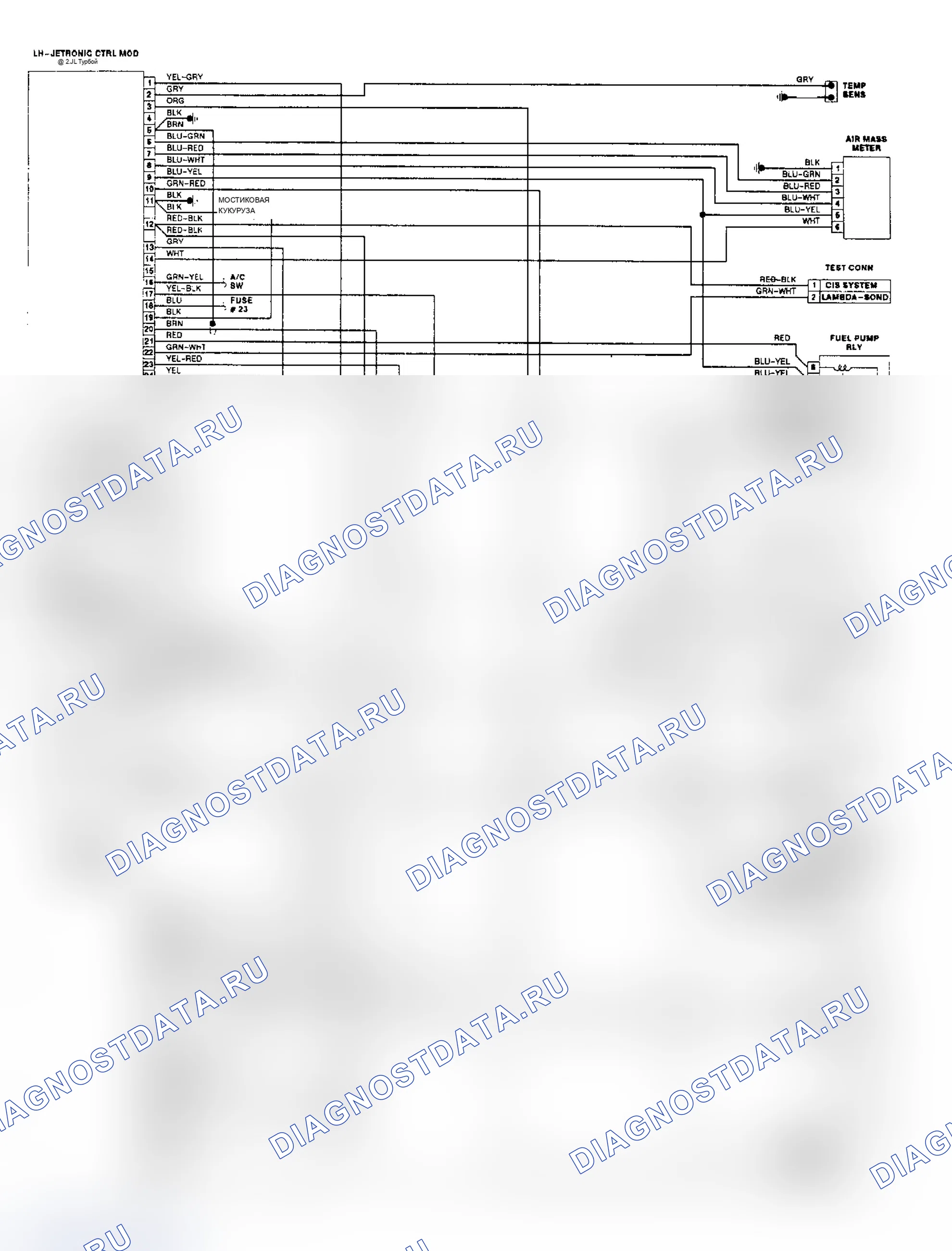 Рис. 14: Схема подключения Volvo 760 Turbo 4-цилиндр LH-Jetronic. Volvo 780 I