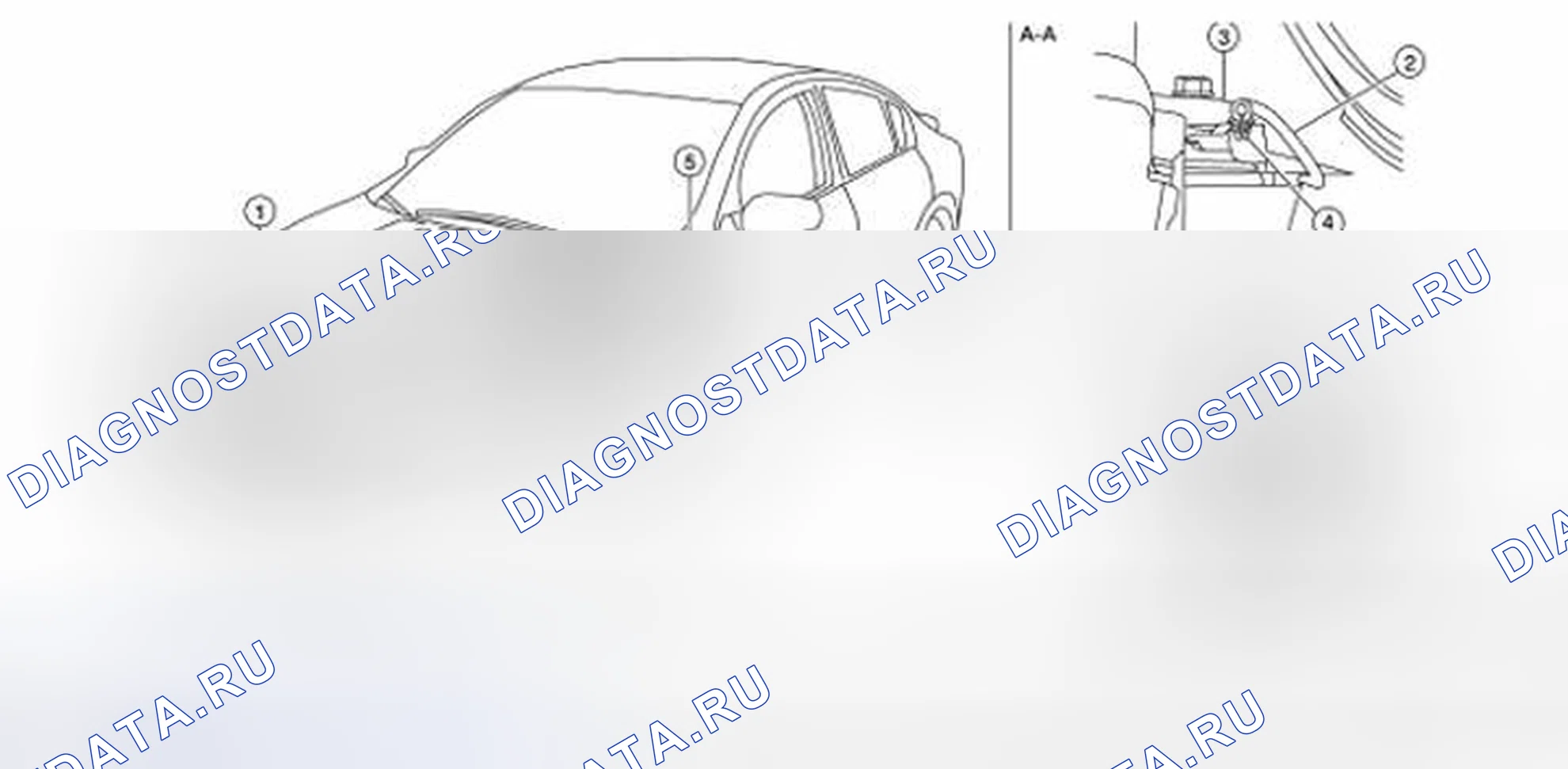 Рис. 17: Определение местоположения компонента управления замком капота. Nissan Altima L32