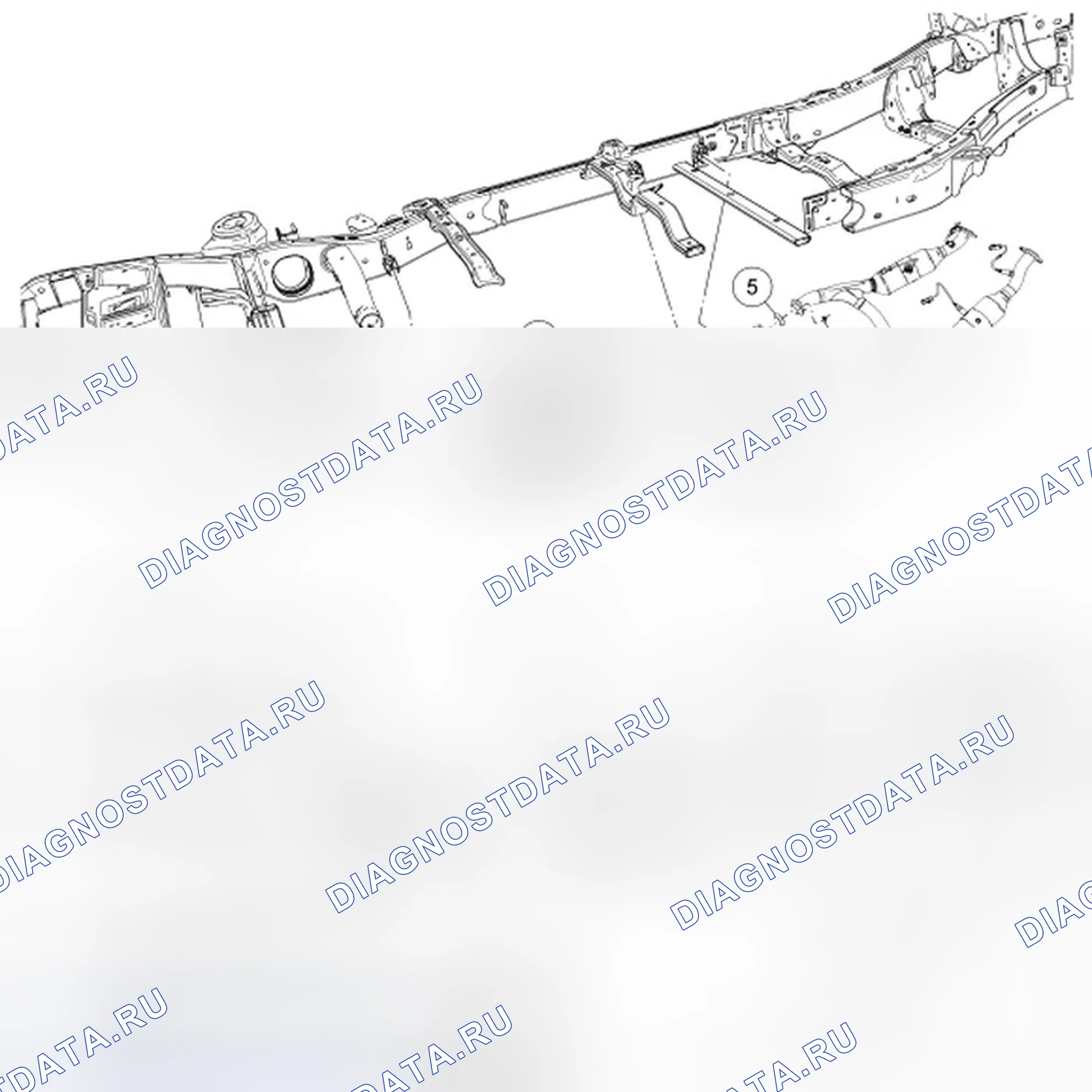 Рис. 1: Выхлопная система - разнесенный вид. Ford Explorer IV