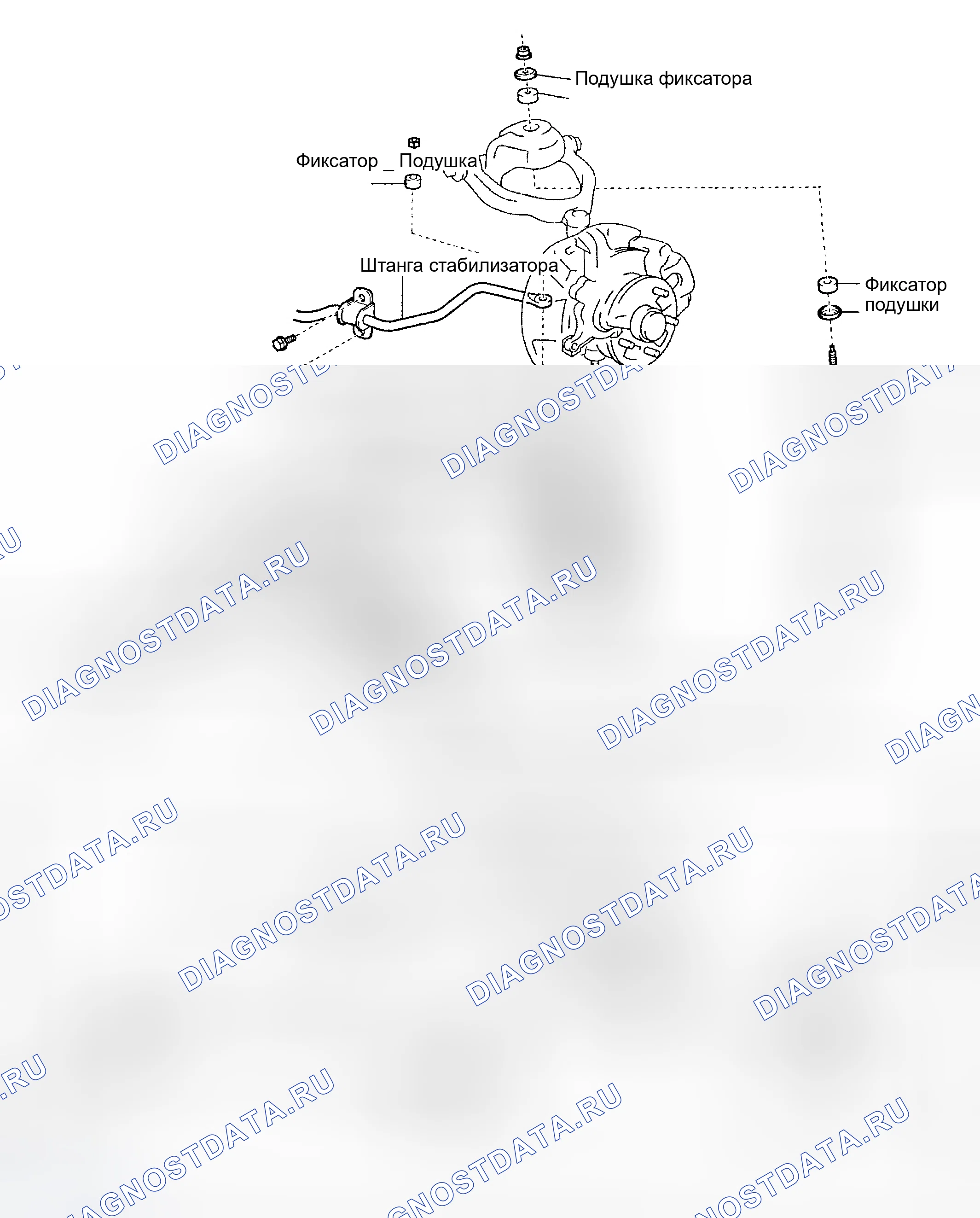 Рис. 1: ОПИСАНИЕ передней подвески. Toyota Tacoma I рестайлинг