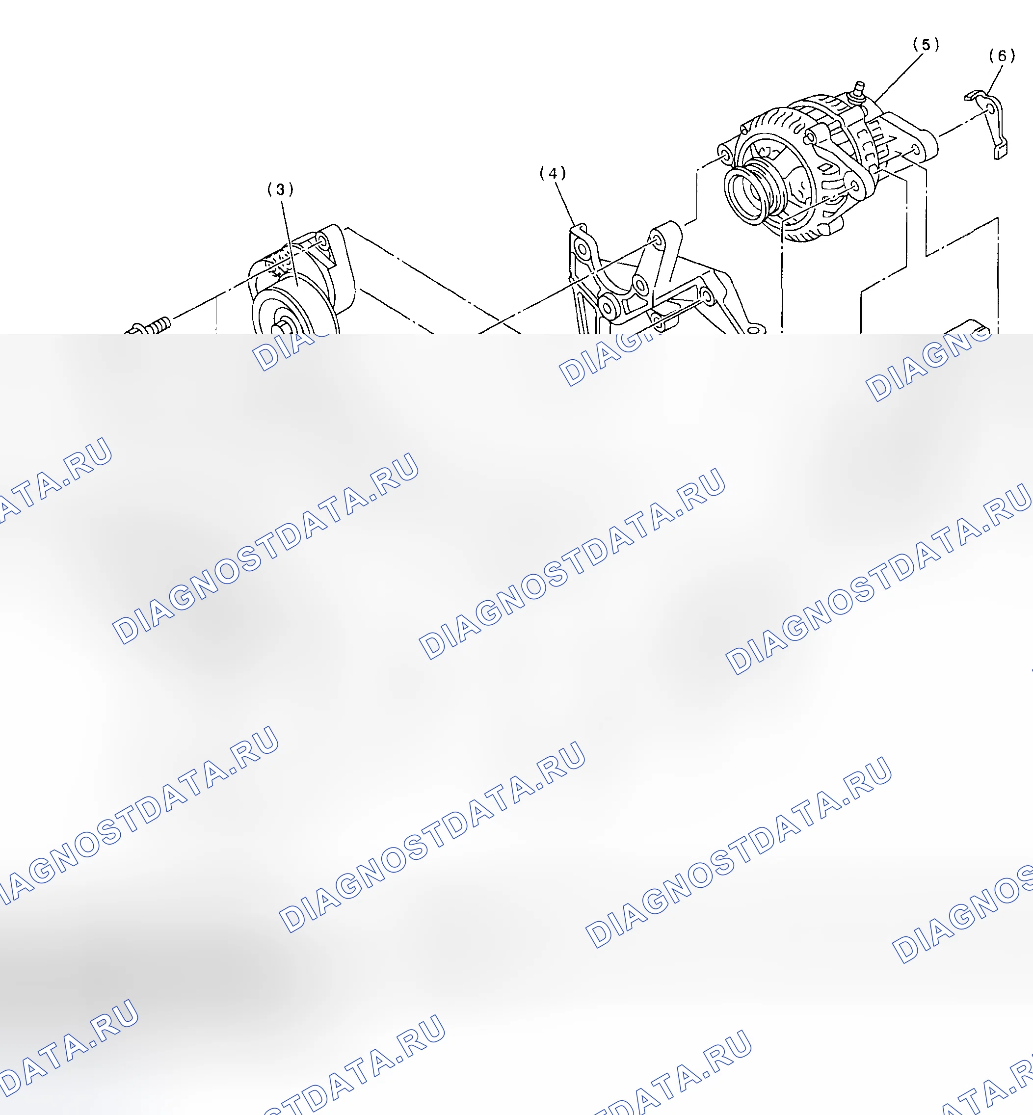 Рис. 25: Покомпонентный вид V-образного ремня. Subaru Outback BH