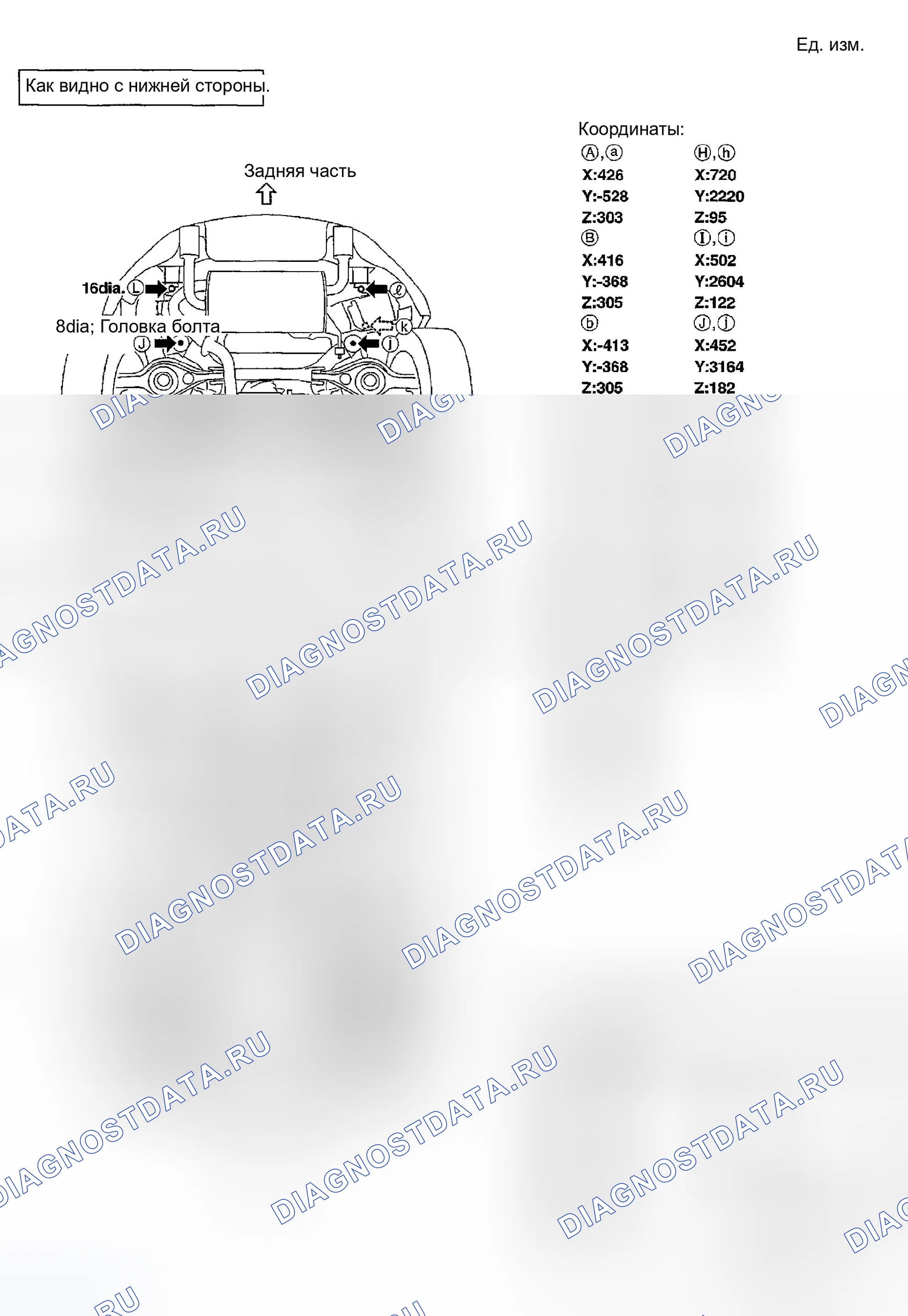 Рис. 44: Точки измерения. Infiniti FX45 I