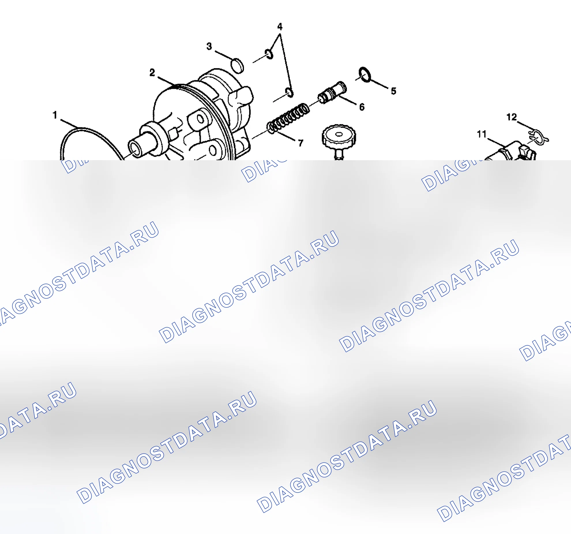 Рис. 4: Насос ГУР в разобранном виде (обычный). GMC Yukon II