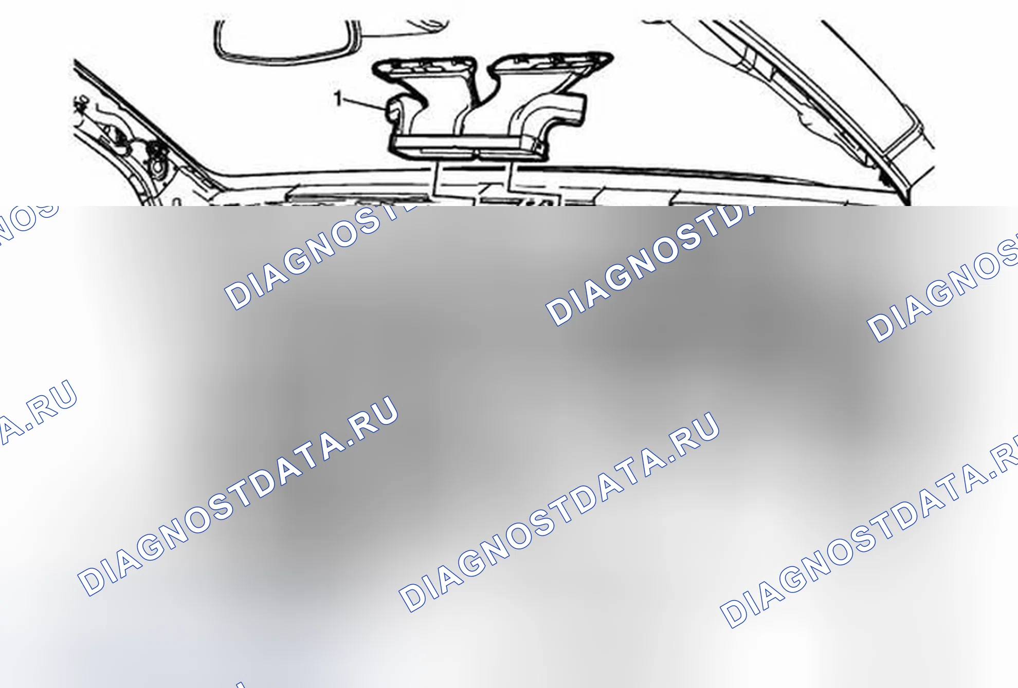 Рис. 51: Замена воздуховода сопла дефростера лобового стекла. Cadillac ATS I