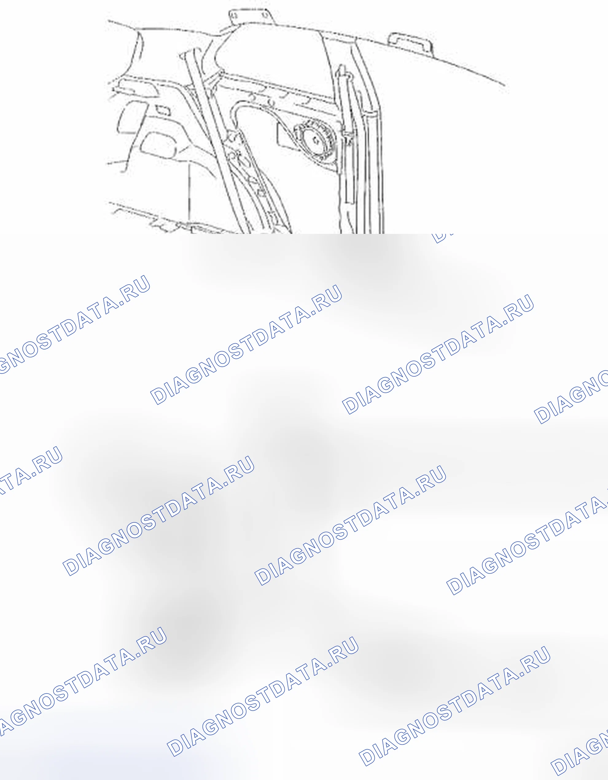 Рис. 82: Идентификация компонентов оконного стекла (для 3 дверей) (3 из 4). Toyota Yaris II