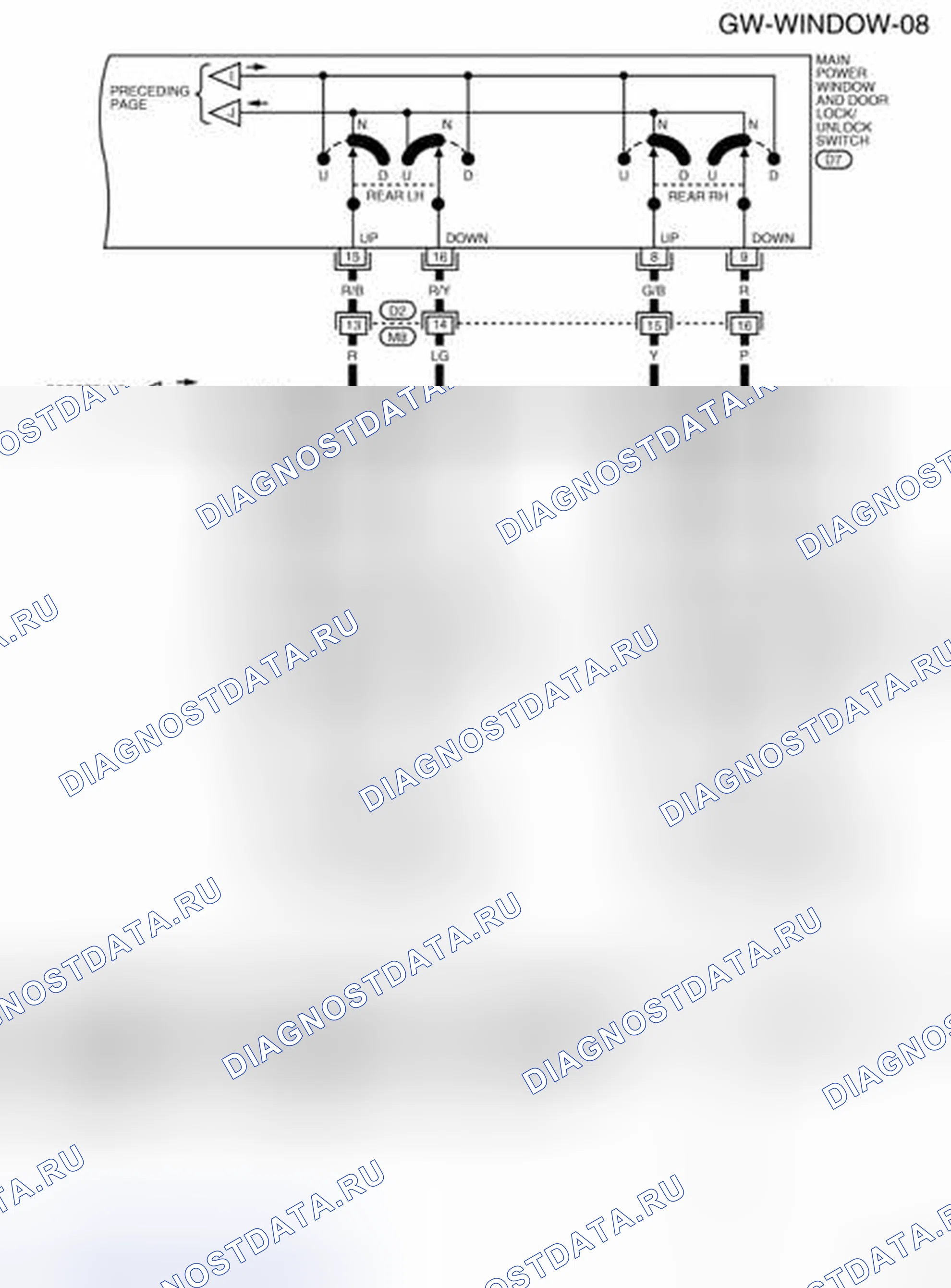 Рис. 21: электросхема - Gw-стекло-08. Nissan Frontier D40