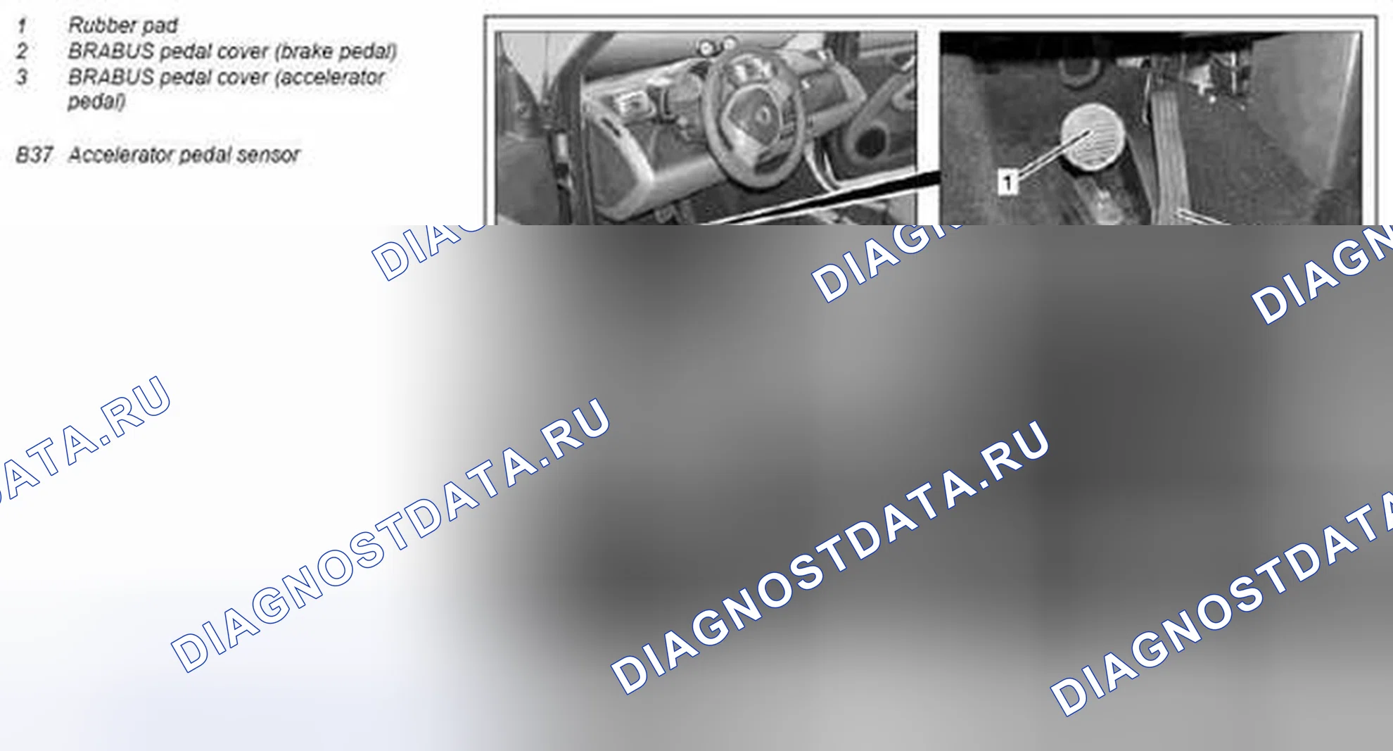 Рис. 12: Установить крышку педали Brabus - AN29.10-P-0001MCC. Kia Soul I