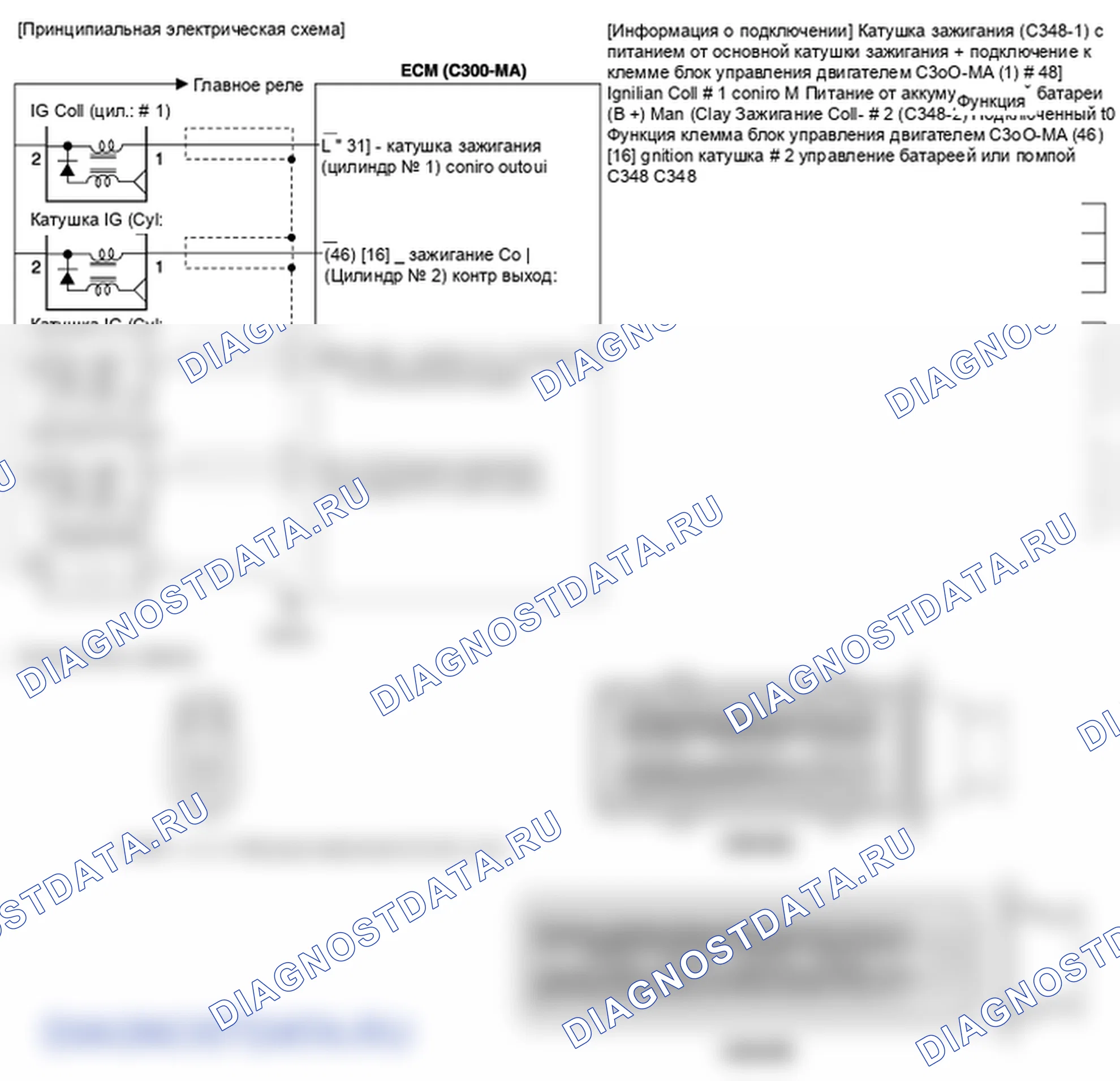 Фрагмент электросхемы: катушка зажигания. Hyundai ix35 EL