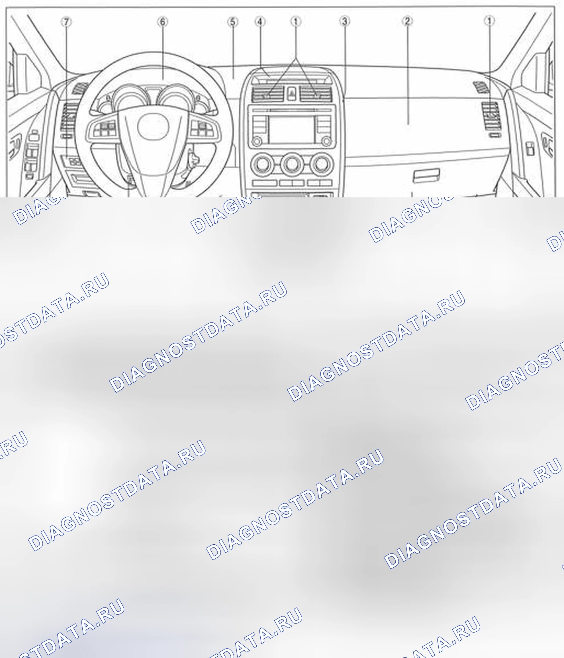 Рис. 1: ИНДЕКС РАСПОЛОЖЕНИЯ ВНУТРЕННЕЙ ОТДЕЛКИ. Mazda CX-9 I рестайлинг