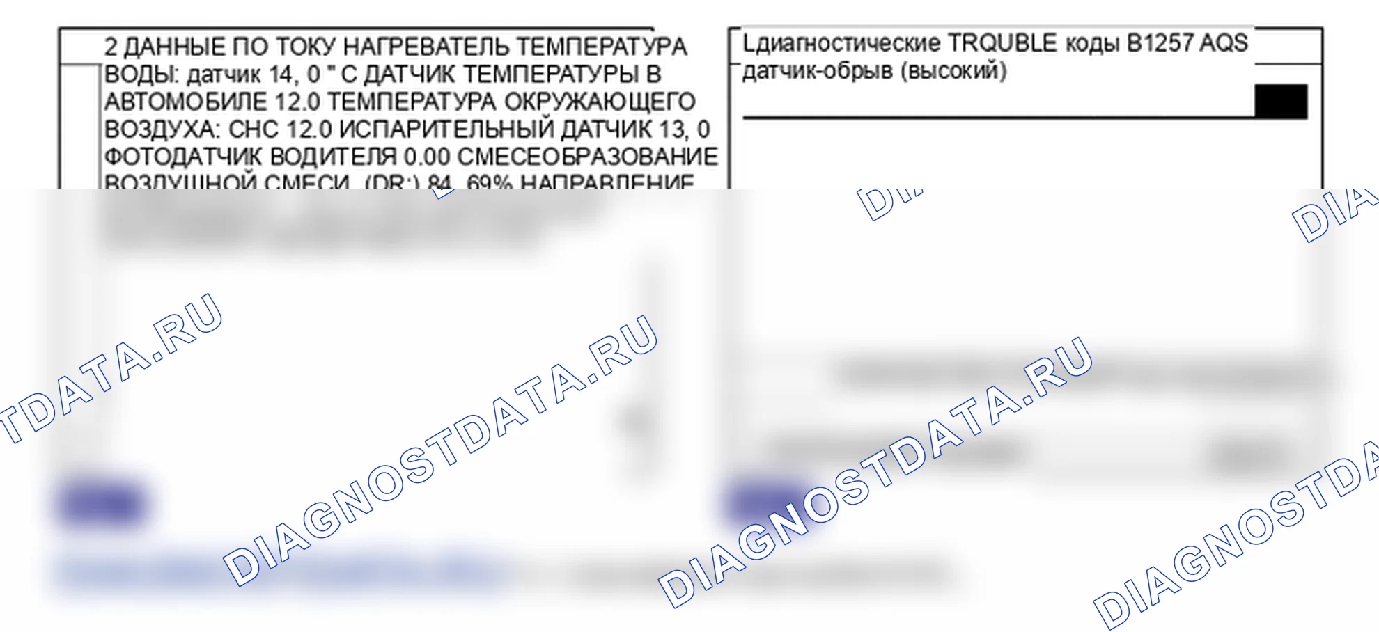 Данные диагностического сканера — B1257. Hyundai Santa Fe CM