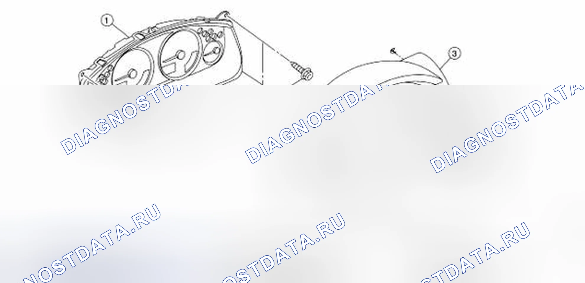 Рис. 5: Идентификация компонентов комбинированного измерительного прибора. Nissan Pathfinder III