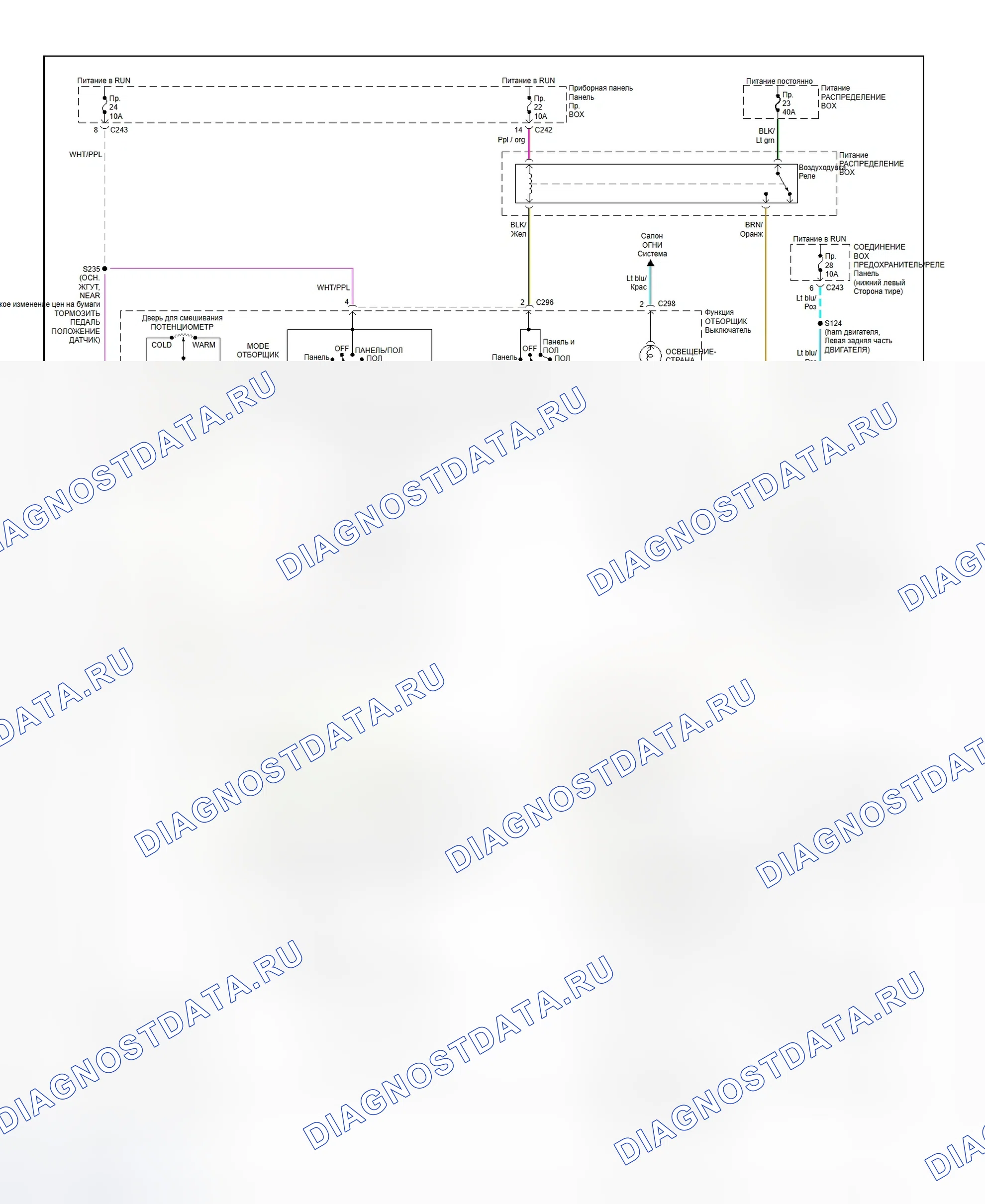 Рис. 4: электросхема системы ручного A / C-нагревателя (F250HD, F350 и F350 Super DUTY). Ford Pickup F250 Super Duty 