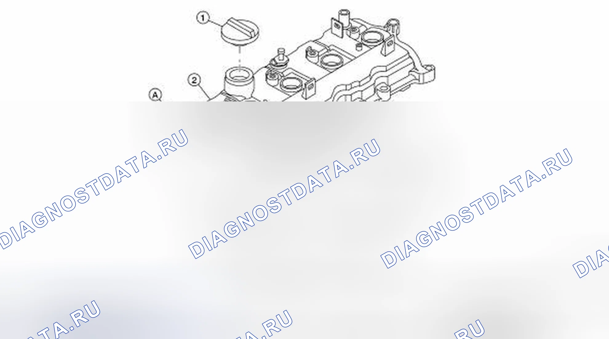 Рис. 51: Идентификация компонентов крышки коромысла. Nissan Altima L32