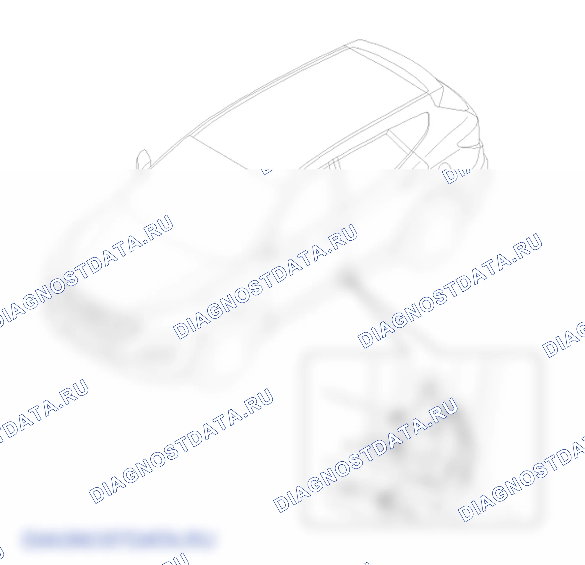 Расположение деталей предварительного натяжителя ремня безопасности. Hyundai Santafe Sport DMA