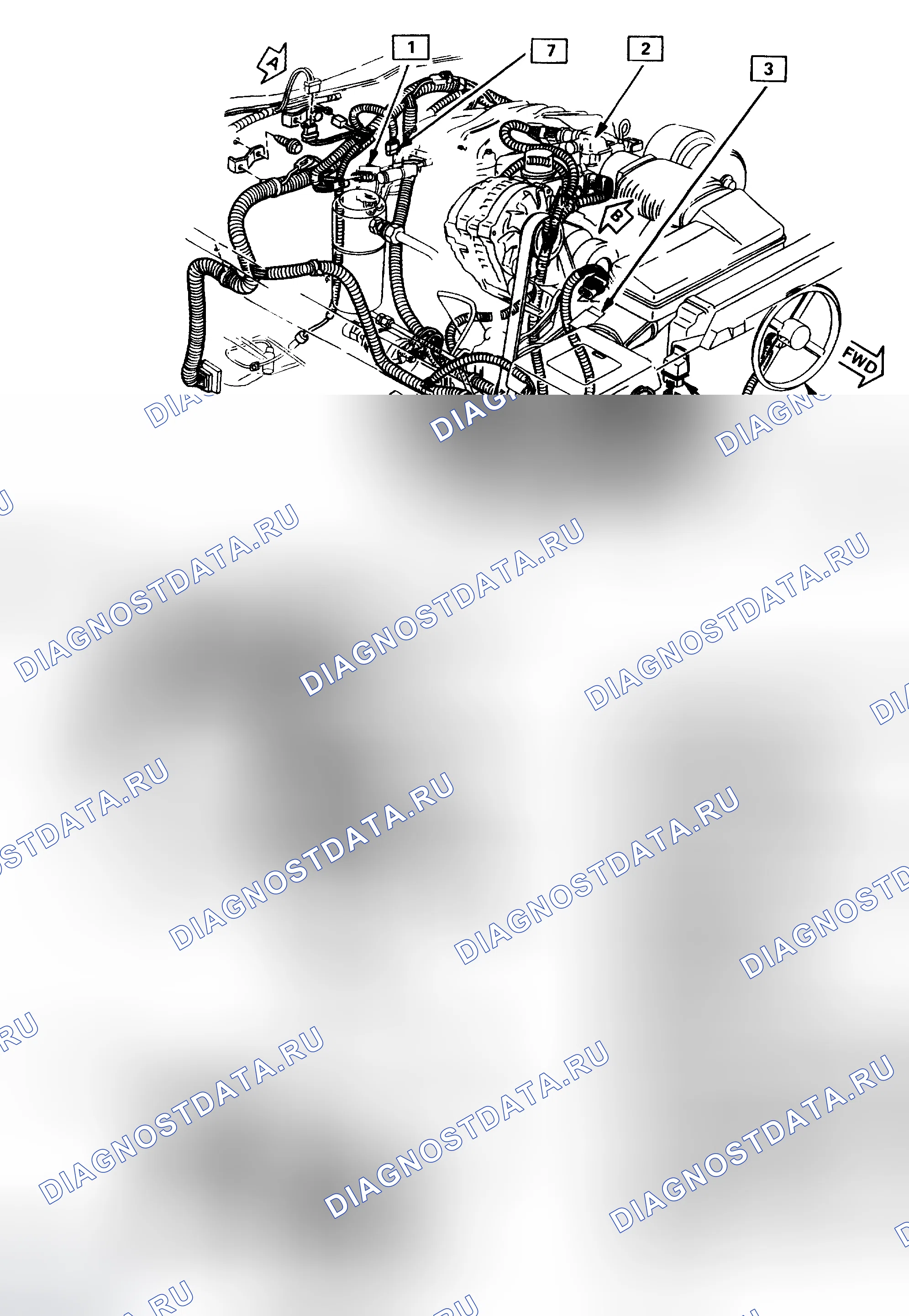 Рис. 27: Расположение компонентов двигателя 1/2 - фактический вид. Chevrolet Camaro III рестайлинг