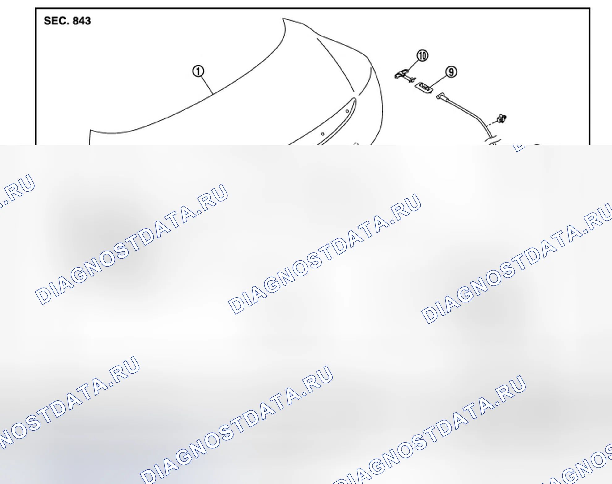Рис. 582: TRUNK LID STAY: Разнесенный вид. Infiniti G37 IV рестайлинг