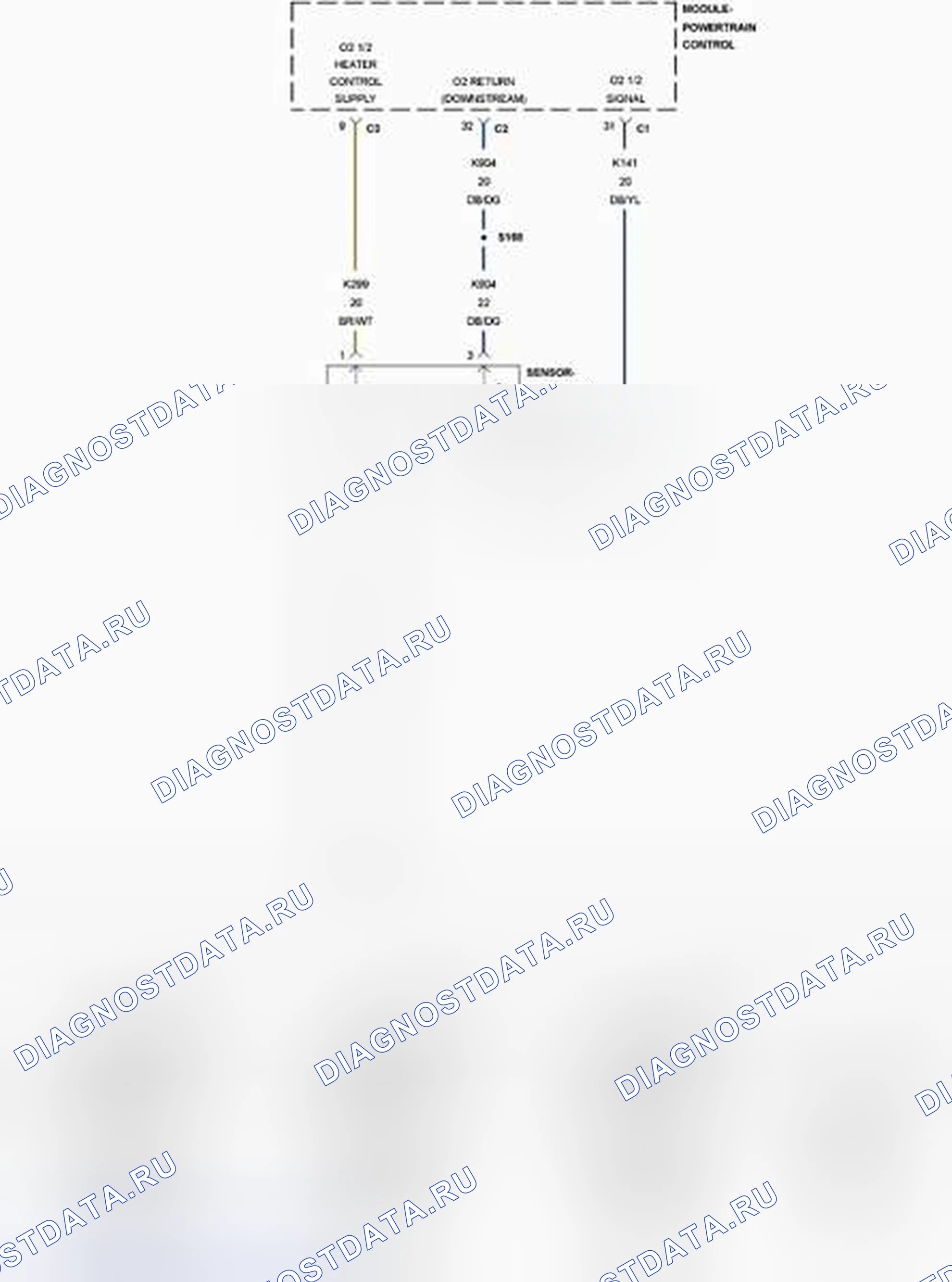 Рис. 135: P0037-O2 НИЗКИЙ УРОВЕНЬ В ЦЕПИ НАГРЕВАТЕЛЯ ДАТЧИКА 1 / 2. RAM Pickup 1500 