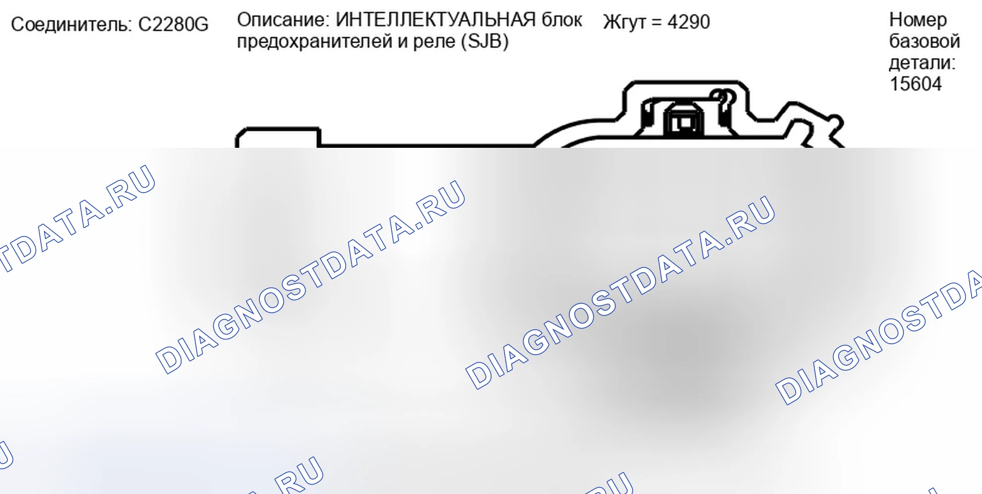 Рис. 245: Вид с торца разъема интеллектуальной блока предохранителей и реле (C2280G). Ford Taurus X I
