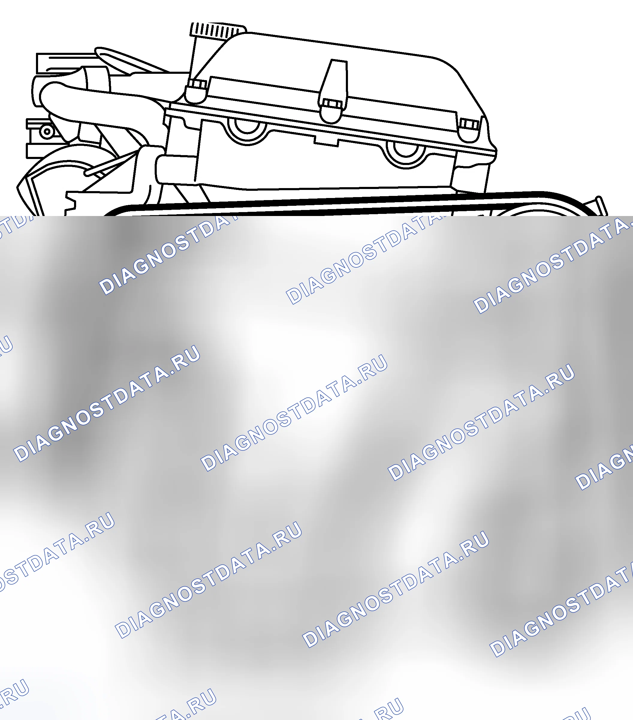 Рис. 206: Идентификация маршрутизации приводного ремня (с кондиционером). Kia Optima I рестайлинг