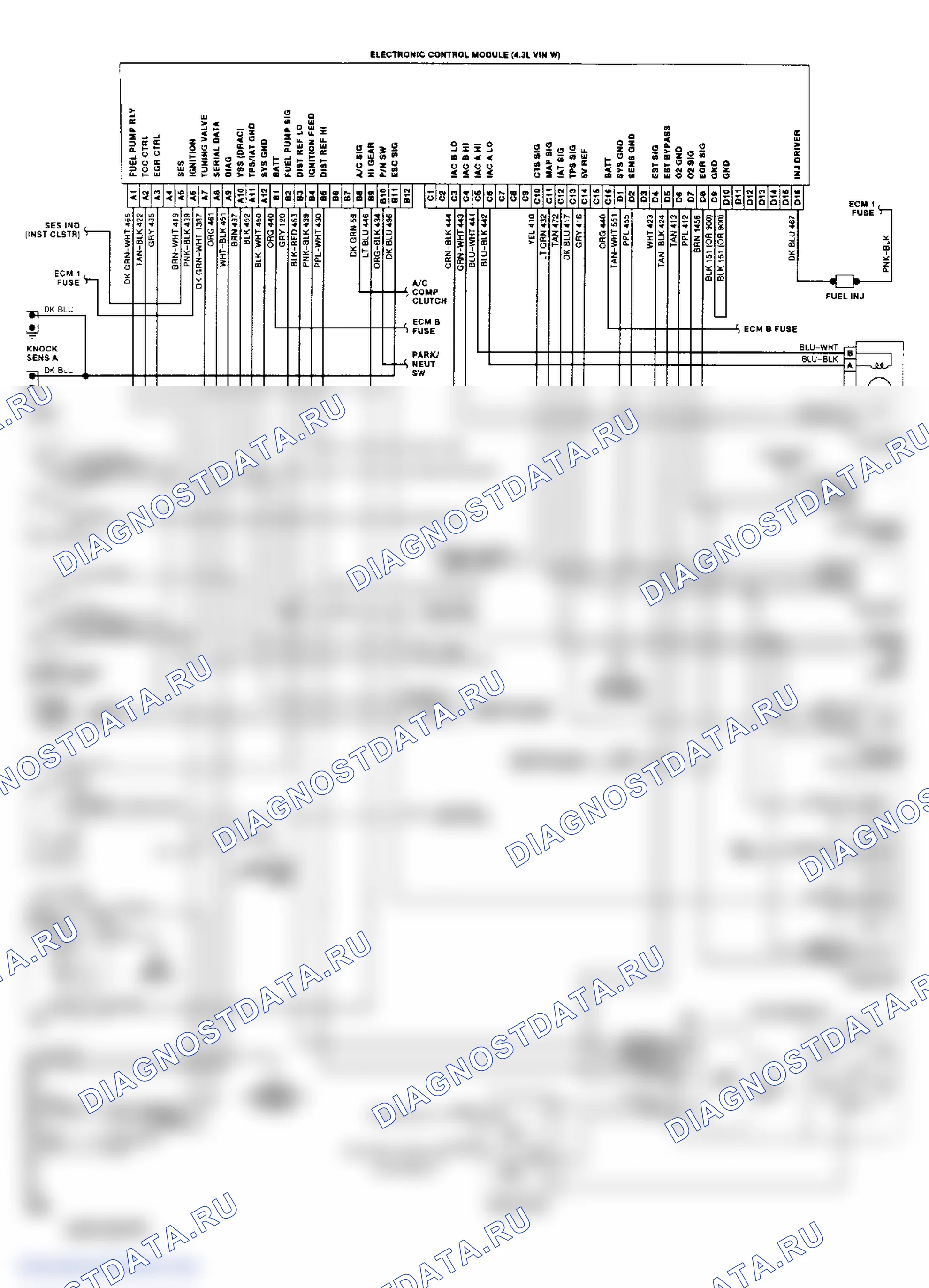 Wiring Diagram ("S" & "T" Series 4.3L CPI). GMC Pickup C2500 