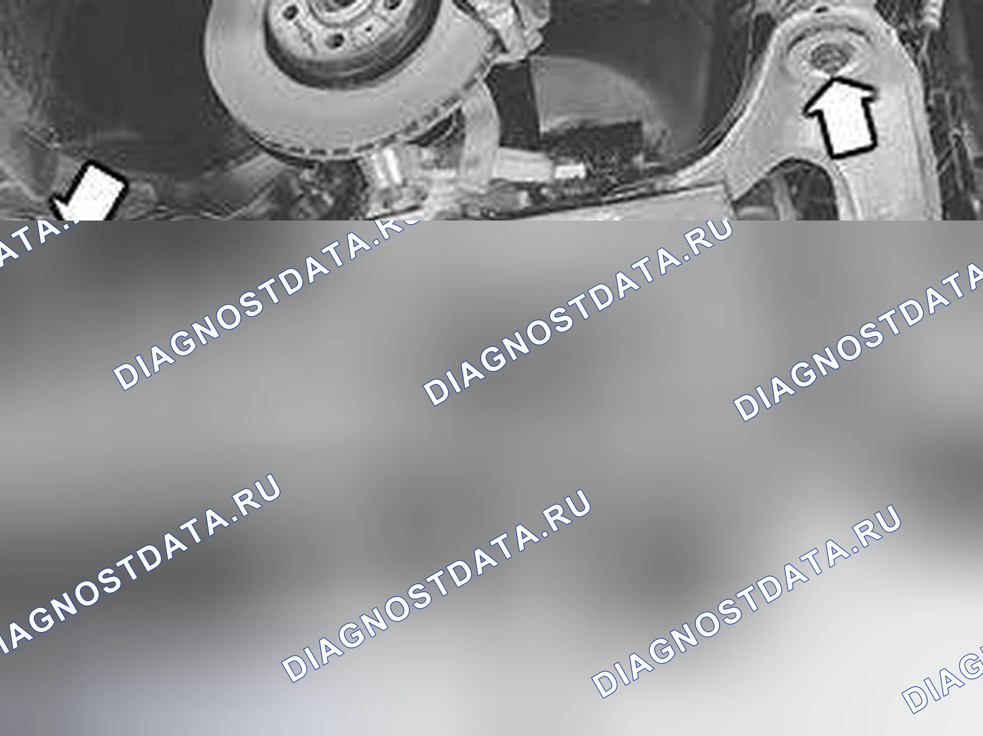 Рис. 57: Удаление винтов из опорных кронштейнов подрамника (с обеих сторон). Volvo XC70 I рестайлинг