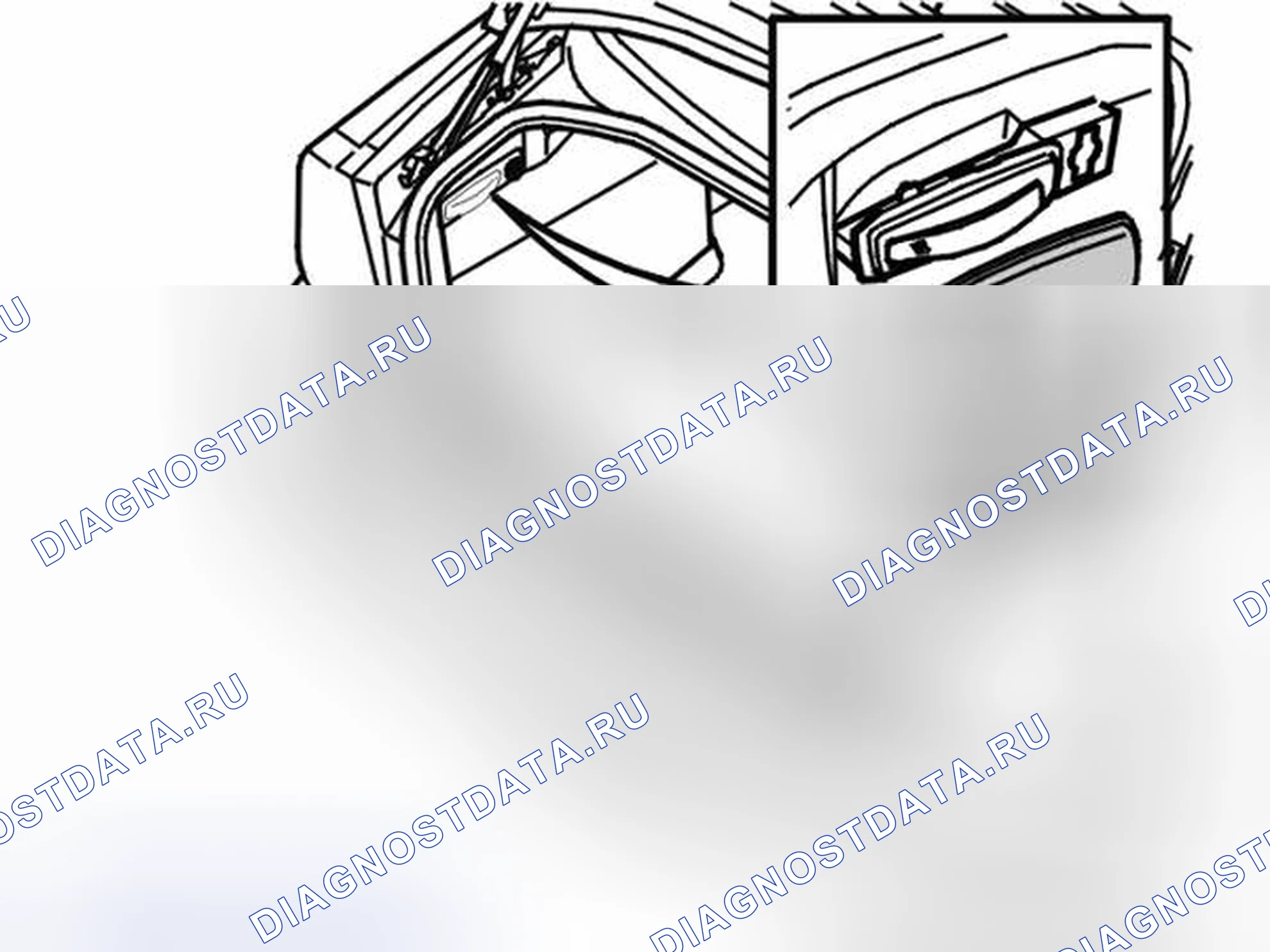 Рис. 219: Опускание подушки спинки заднего сиденья. Volvo S80 I