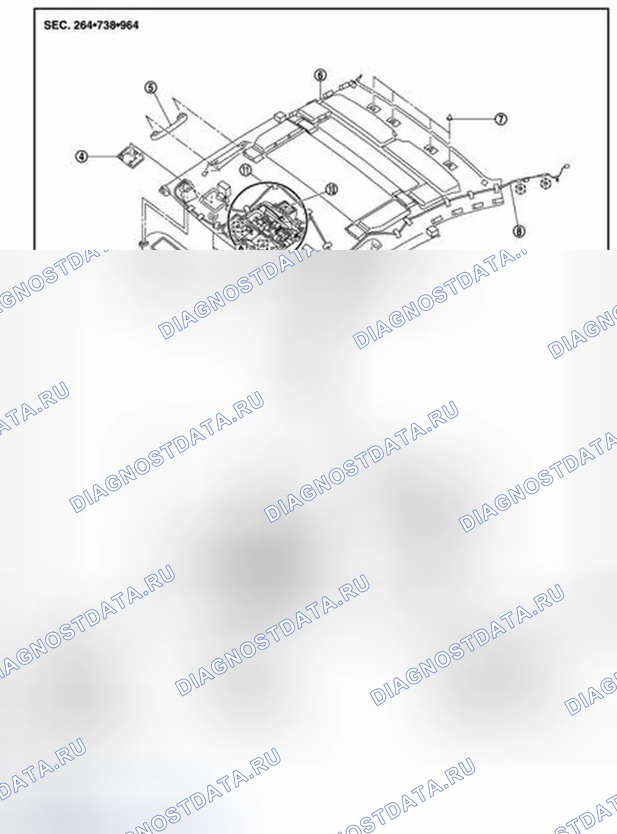 Рис. 461: НОРМАЛЬНАЯ КРЫША: Покомпонентный вид. Infiniti G37 IV рестайлинг