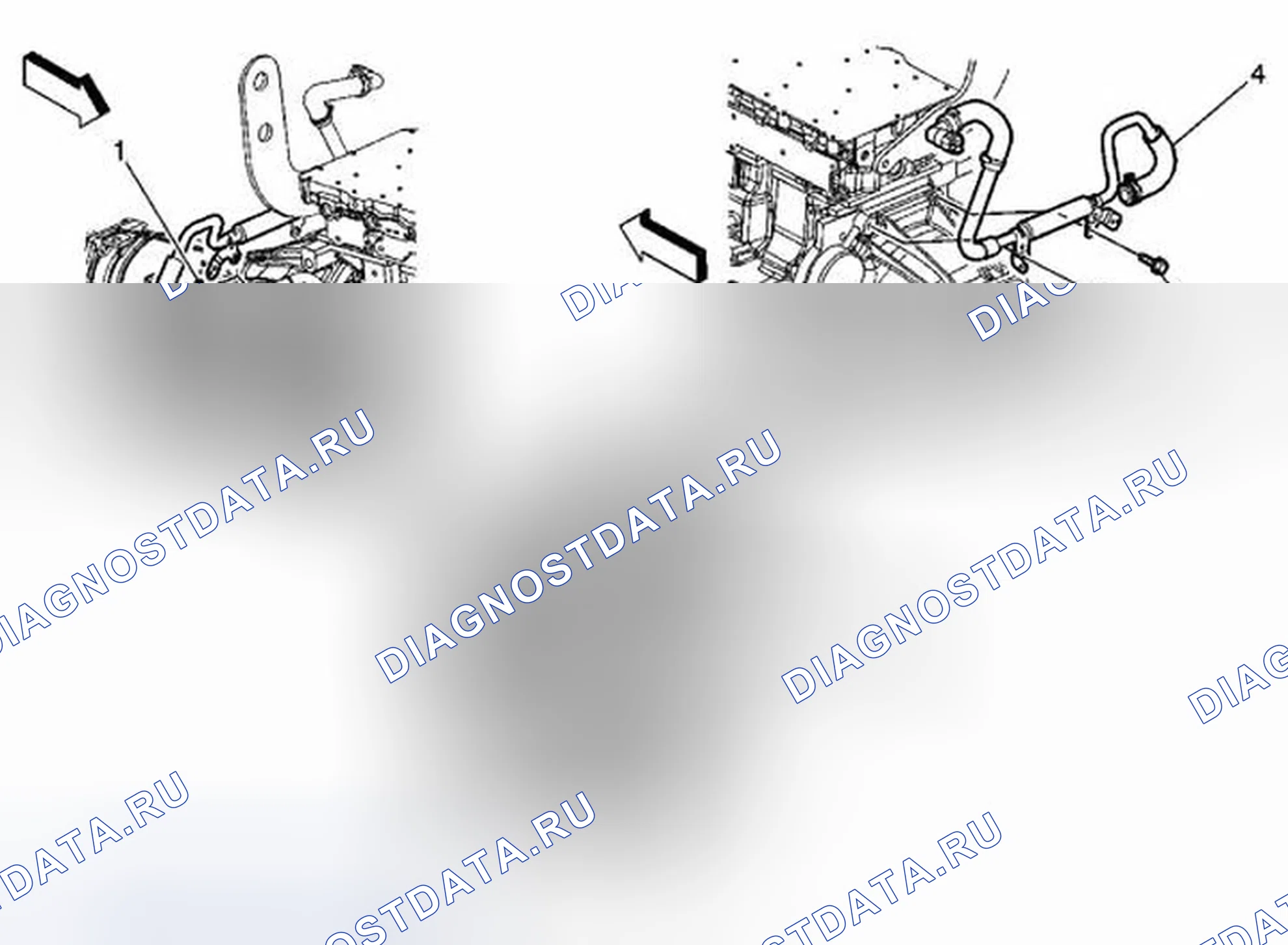 Рис. 24: Замена выходного шланга нагревателя (правый привод). Hummer H3 I