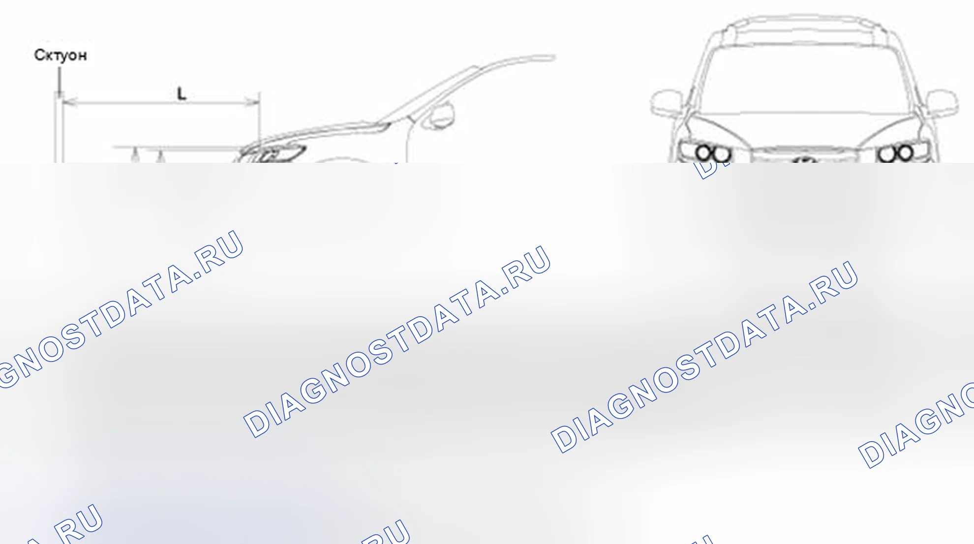 Рис. 30: Точка прицеливания фары и противотуманной фары. Hyundai Santa Fe II рестайлинг