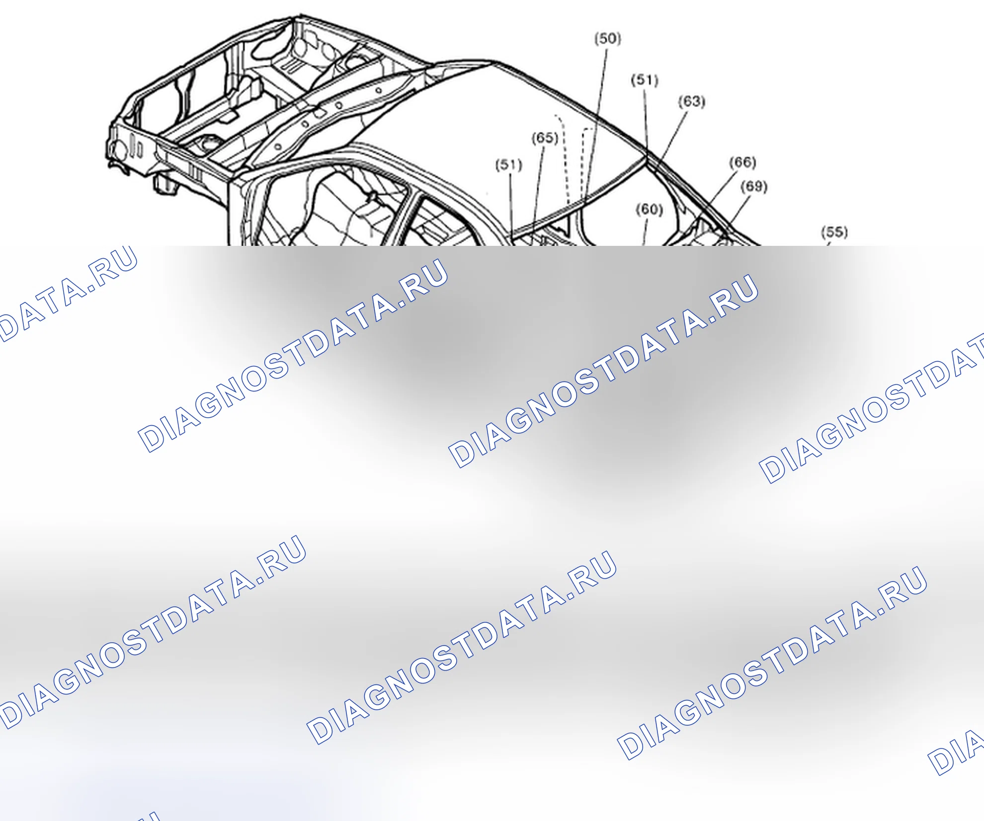 Рис. 43: Определение опорных точек модели (сзади). Subaru Impreza WRX GD/GG рестайлинг 2