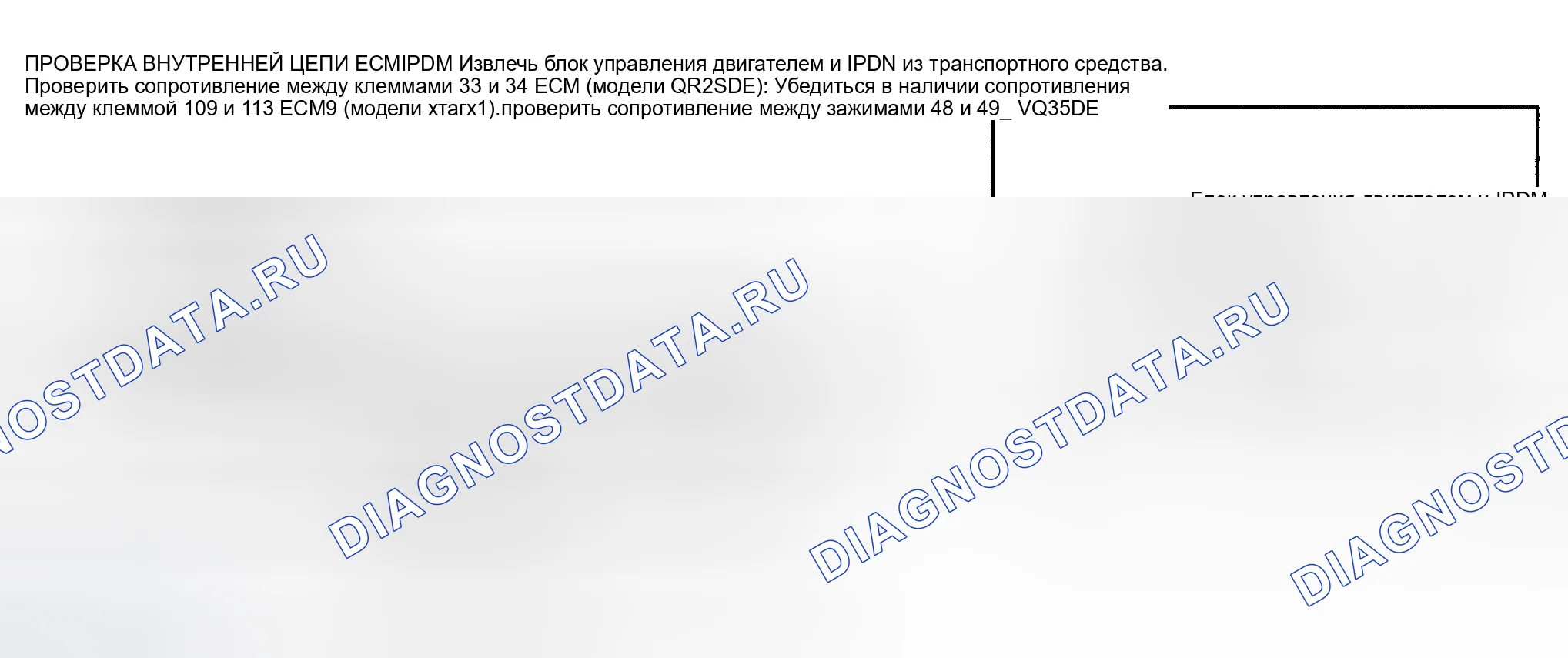 Рис. 14: ПРОВЕРКА ВНУТРЕННЕЙ ЦЕПИ блок управления двигателем / IPDM. Nissan Altima L31