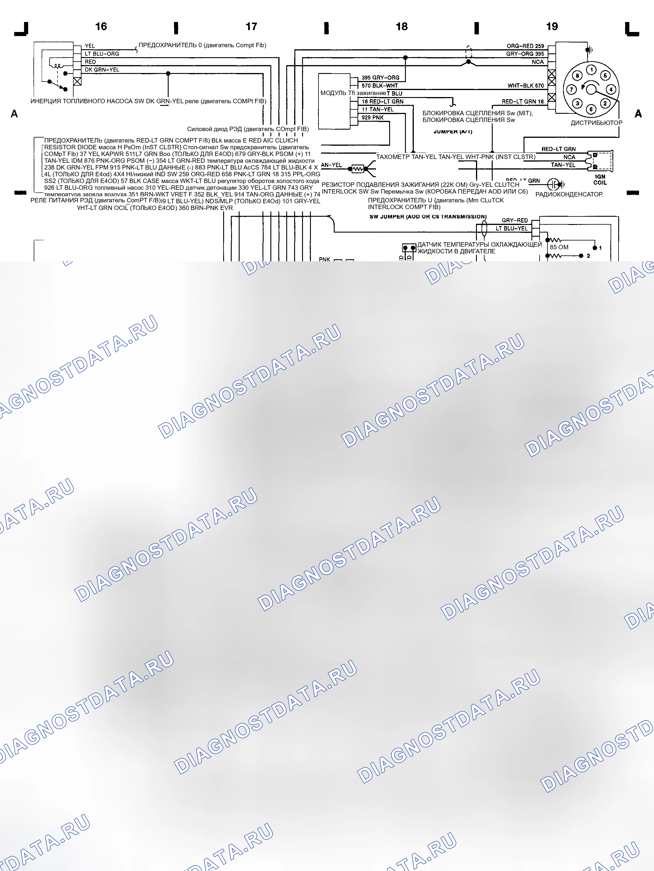 Рис. 5: Электронное управление двигателем (EEC) (7.5L) (сетки 16-19). Ford Pickup F150 