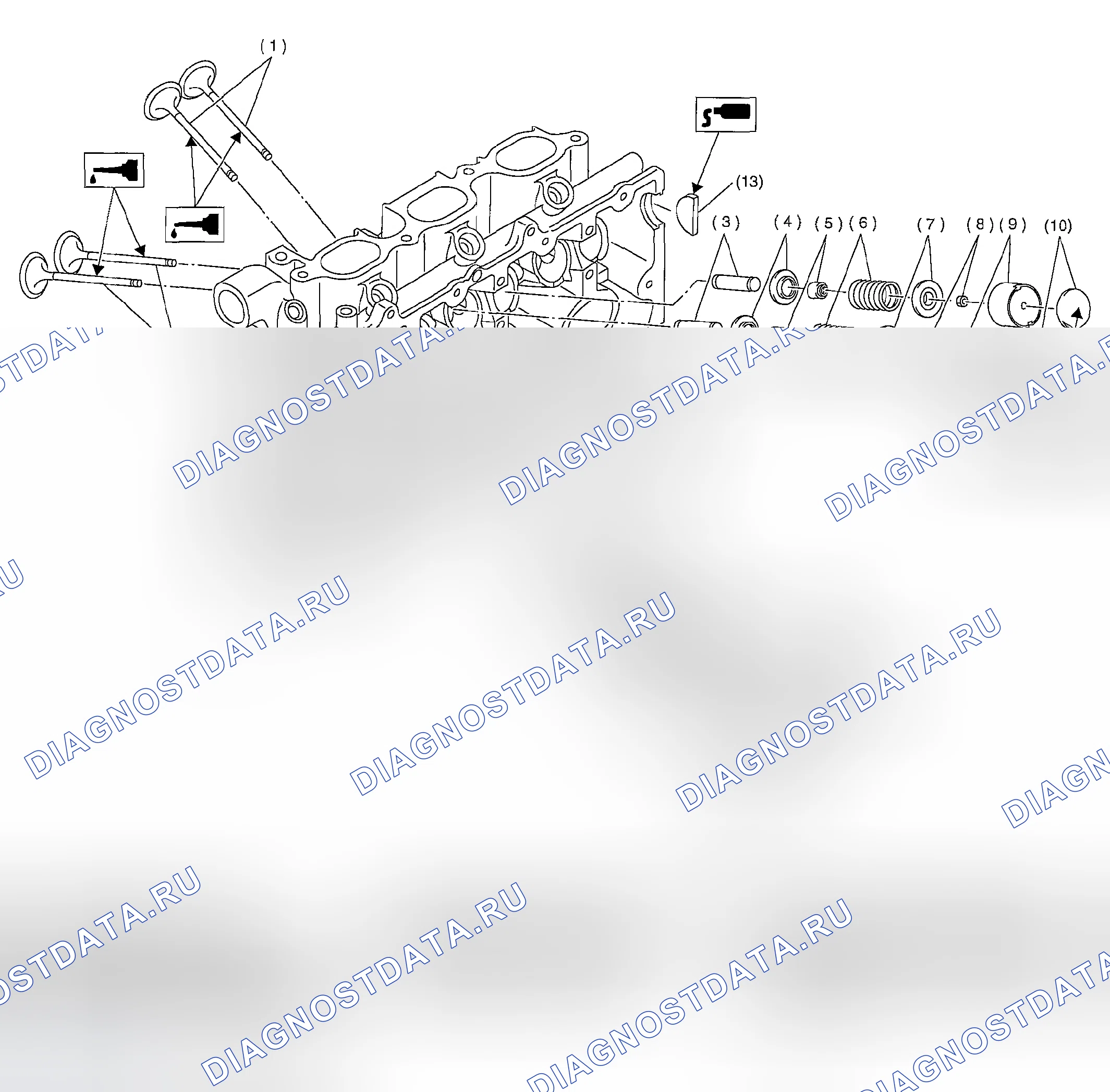 Рис. 300: ГОЛОВКА ЦИЛИНДРА И КЛАПАН В СБОРЕ. Subaru Outback BP