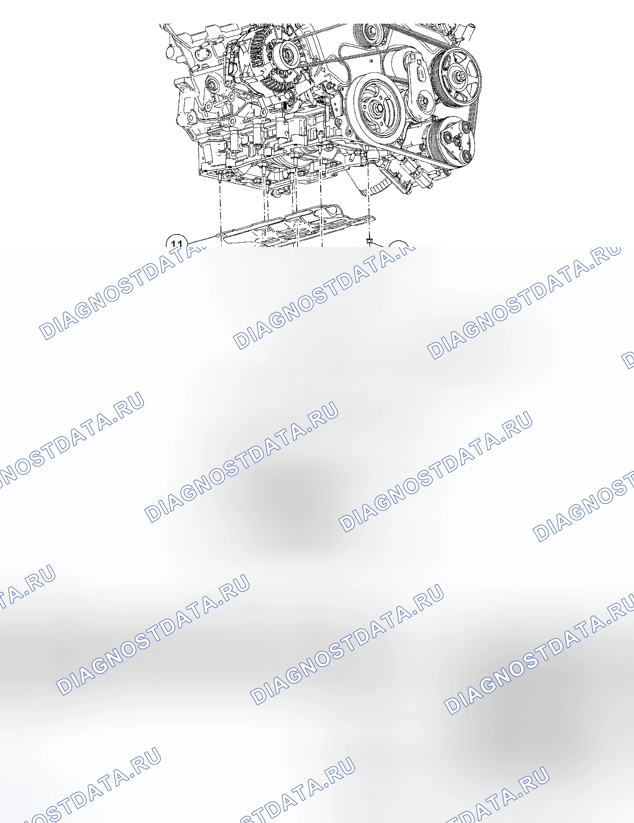 Рис. 251: Компоненты смазки двигателя - разнесенный вид. Ford Escape I рестайлинг
