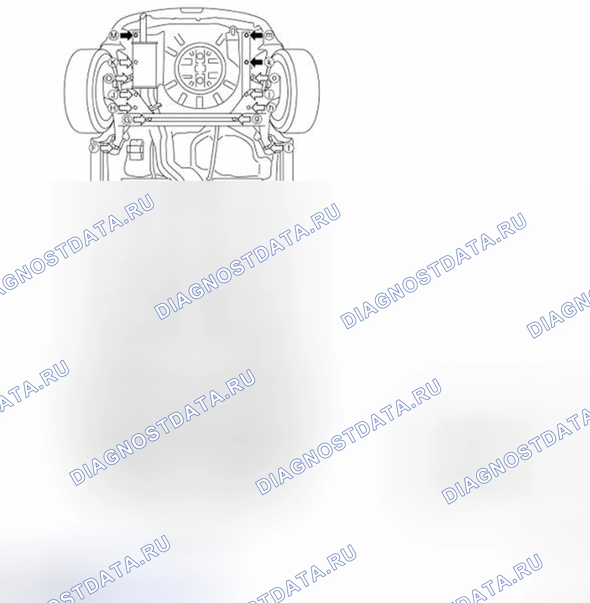 Рис. 214: ТОЧКИ ИЗМЕРЕНИЯ. BMW 4 серия F32/F33 рестайлинг