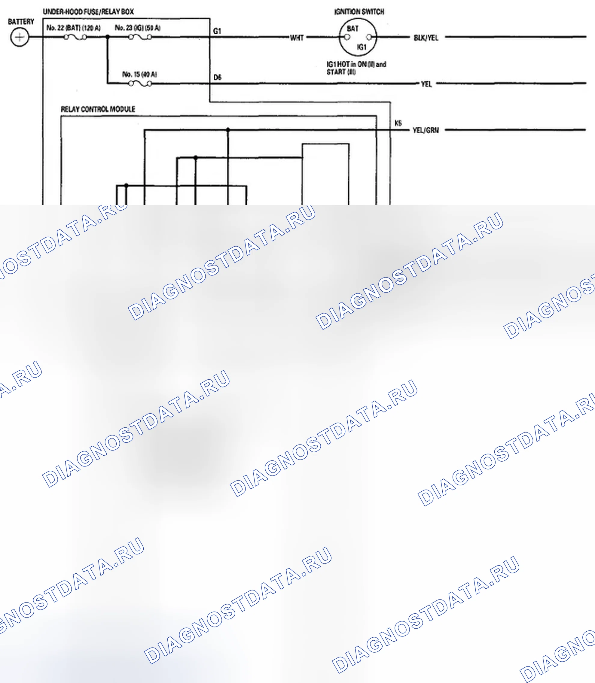 Рис. 6: Принципиальная схема - заднее окно. Honda Odyssey IV