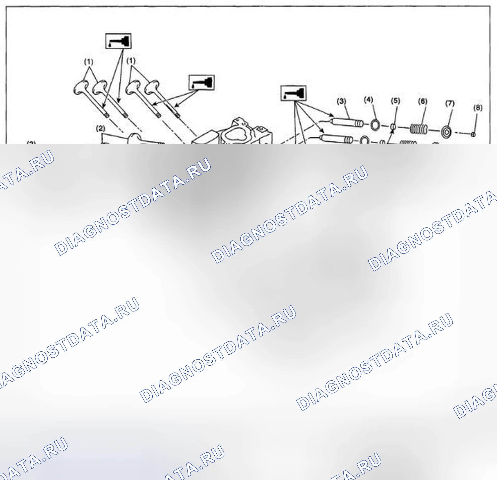 Рис. 344: ГОЛОВКА ЦИЛИНДРА И КЛАПАН В СБОРЕ. Subaru Impreza GH