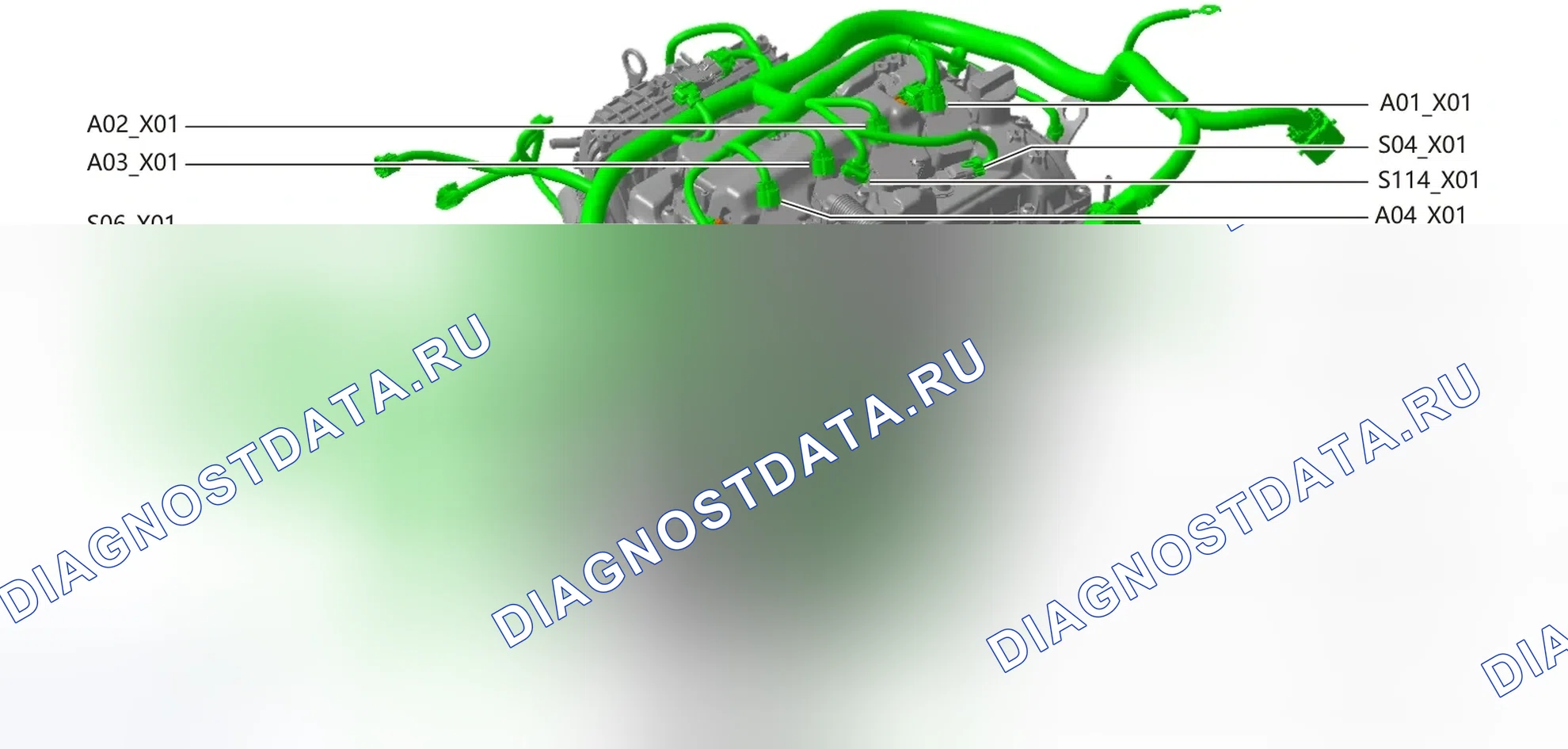 Расположение проводки: Жгут проводов двигателя -2(4B15D)-01 (схема жгута). Haval Dargo PHEV I