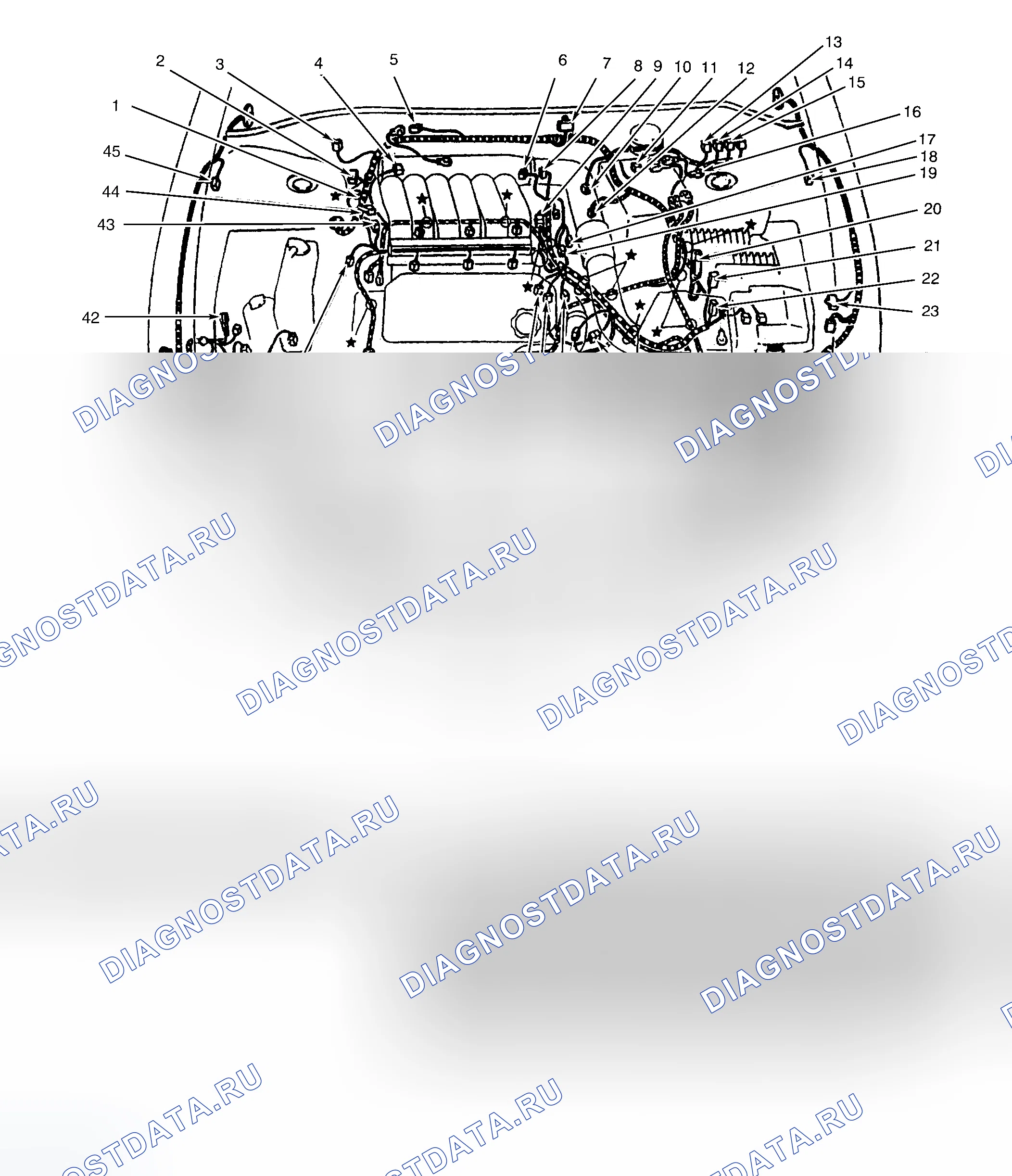 Рис. 2: Моторный отсек (2.5L). Dodge Avenger I