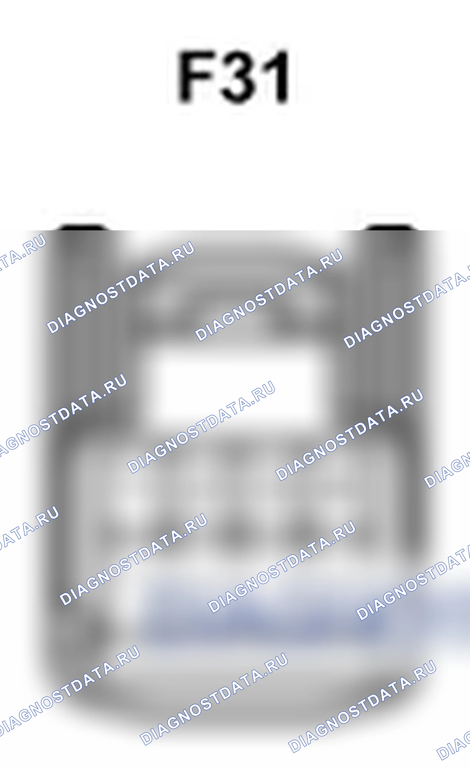 Рис. 636: Вид с торца соединителя с несколькими дисплеями (F31). Toyota Land Cruiser 200