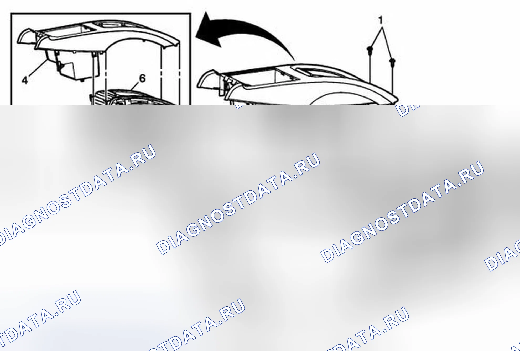 Рис. 63: Замена держателя чашки консоли переднего пола. Buick LaCrosse II