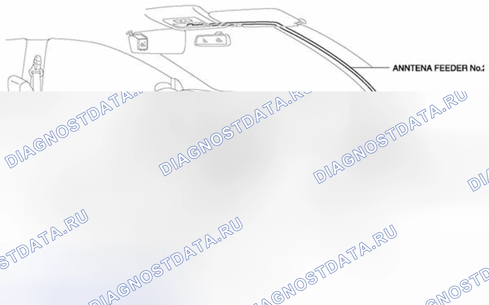Рис. 21: Определение местоположения антенного фидера. Mazda 2 II рестайлинг